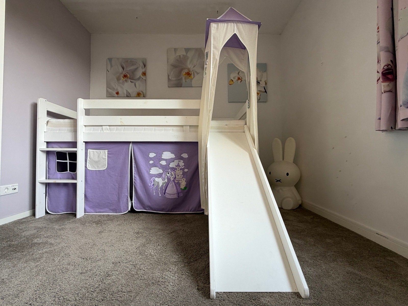 Glijbaanbed/ halfhoogslaper met glijbaan, Ophalen, Zo goed als nieuw, Halfhoogslaper