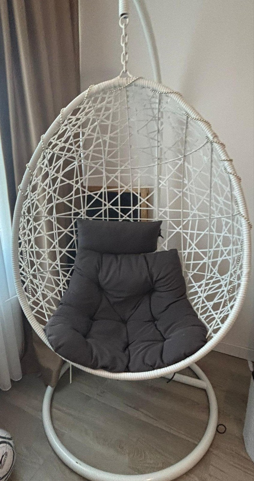 Witte Hangstoel Swing met Standaard - Ø104x200 cm, Ophalen, Gebruikt, Modern, Bohemian, Wit