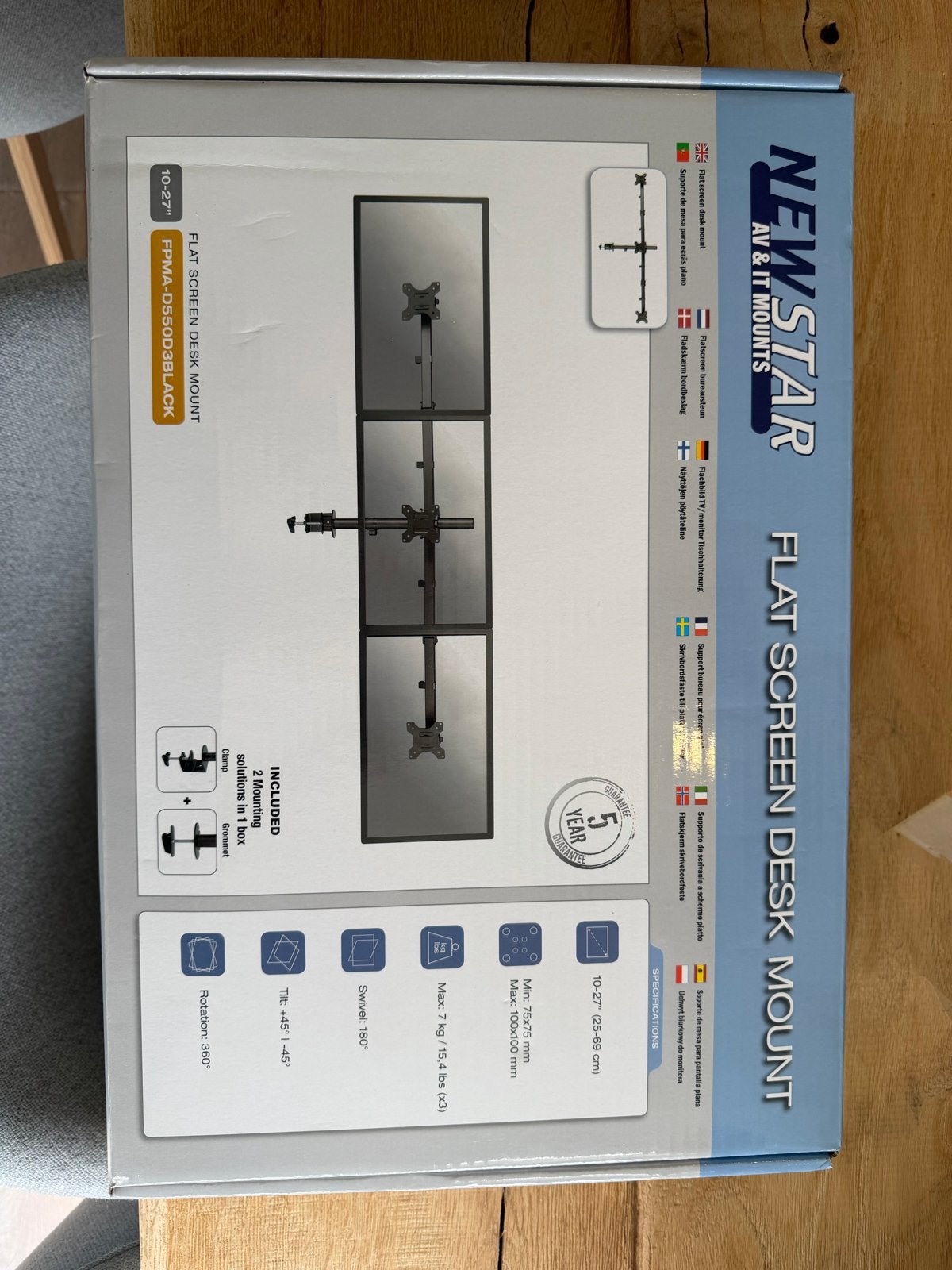 Newstar monitorbeugel voor 3 monitoren - Zo goed als nieuw, Computers en Software, Ophalen of Verzenden, Zo goed als nieuw, Draaibaar