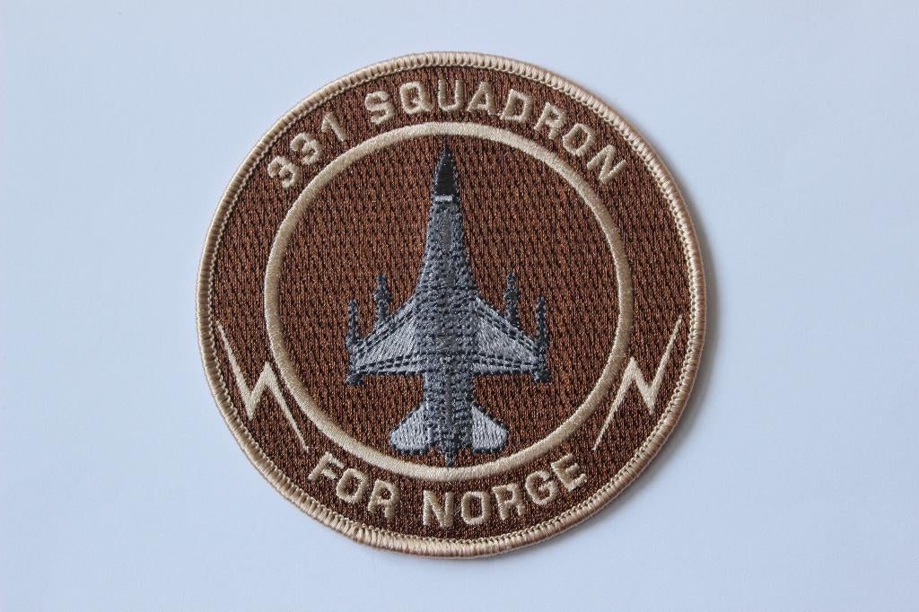 patch 331  sqn  f-16  norway  brown, Verzenden, Zo goed als nieuw, Patch, Badge of Embleem