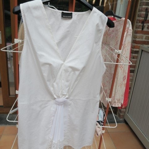 Topje wit kant onderaan Ermanno Scervino mt 40-42 (it 46), Maat 38/40 (M), Wit, Nieuw, Ophalen of Verzenden