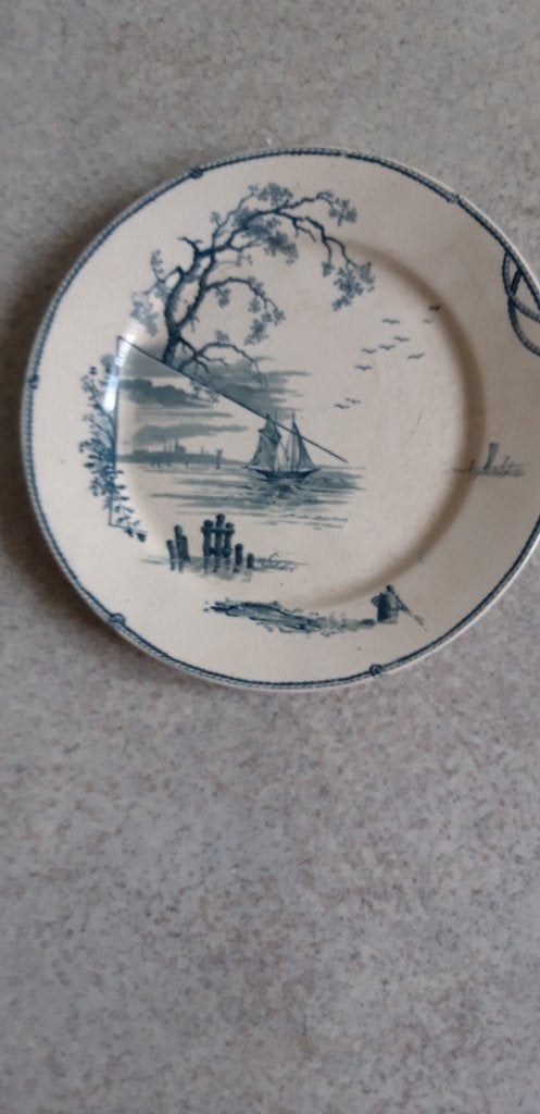 te koop prachtig antiek wandbord met blauwe decoraties, Antiek en Kunst, Antiek | Wandborden en Tegels, Ophalen of Verzenden