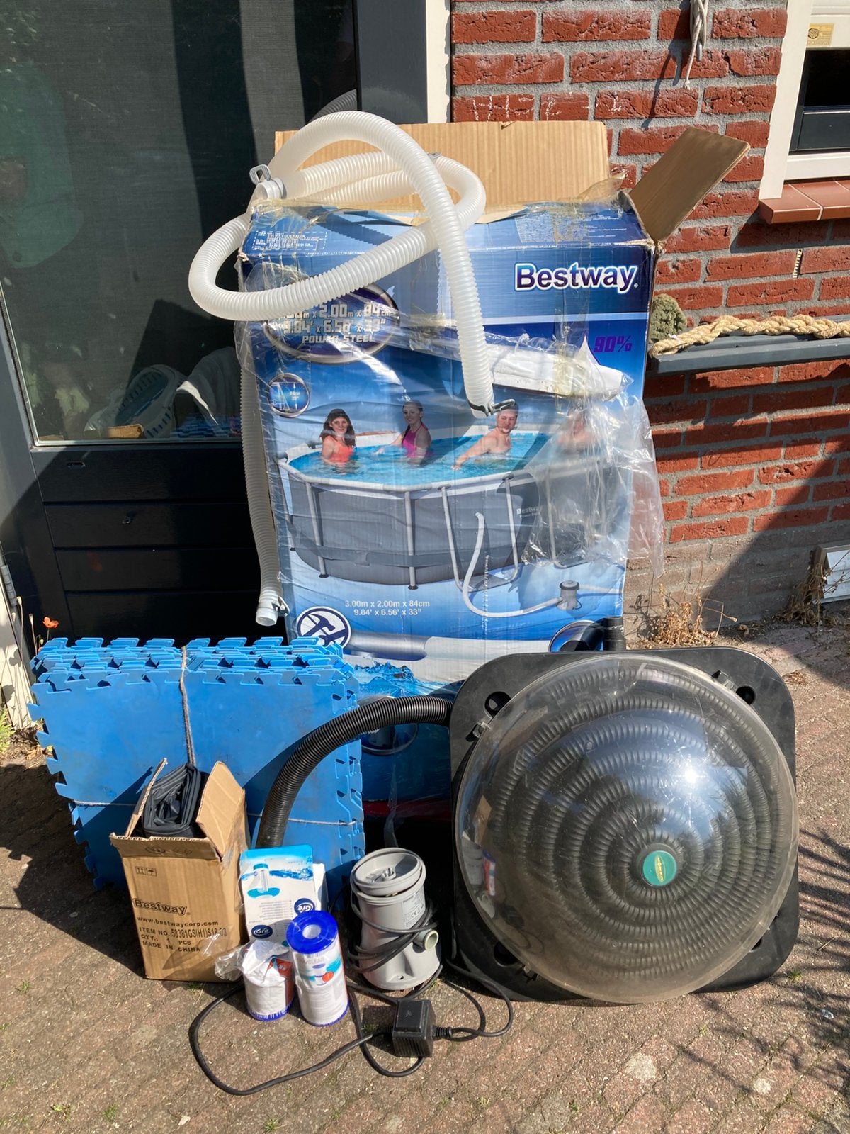 Bestway zwembad met toebehoren, Ophalen, Gebruikt, 200 tot 300 cm, 80 tot 120 cm