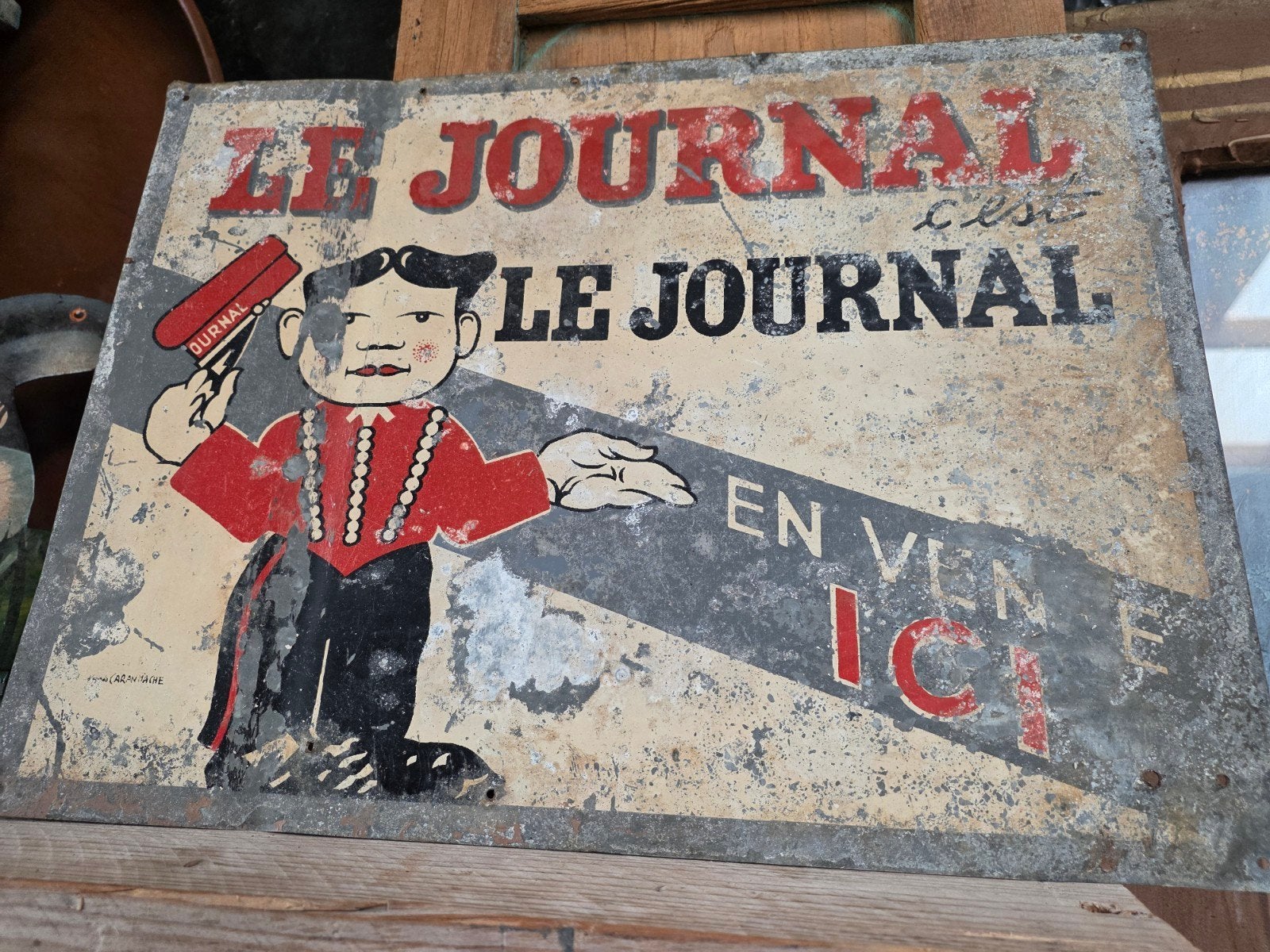 Franse brocante reclame bord, Ophalen, Gebruikt, Reclamebord