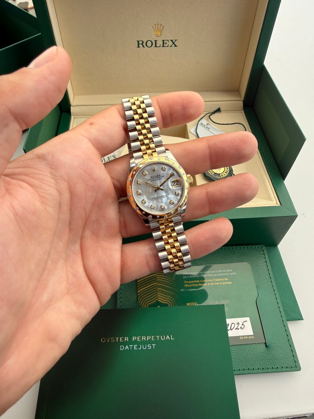 Rolex Datejust 31 GS met Factory Mother of Pearl & Diamanten, Sieraden, Tassen en Uiterlijk, Horloges | Dames, Ophalen of Verzenden