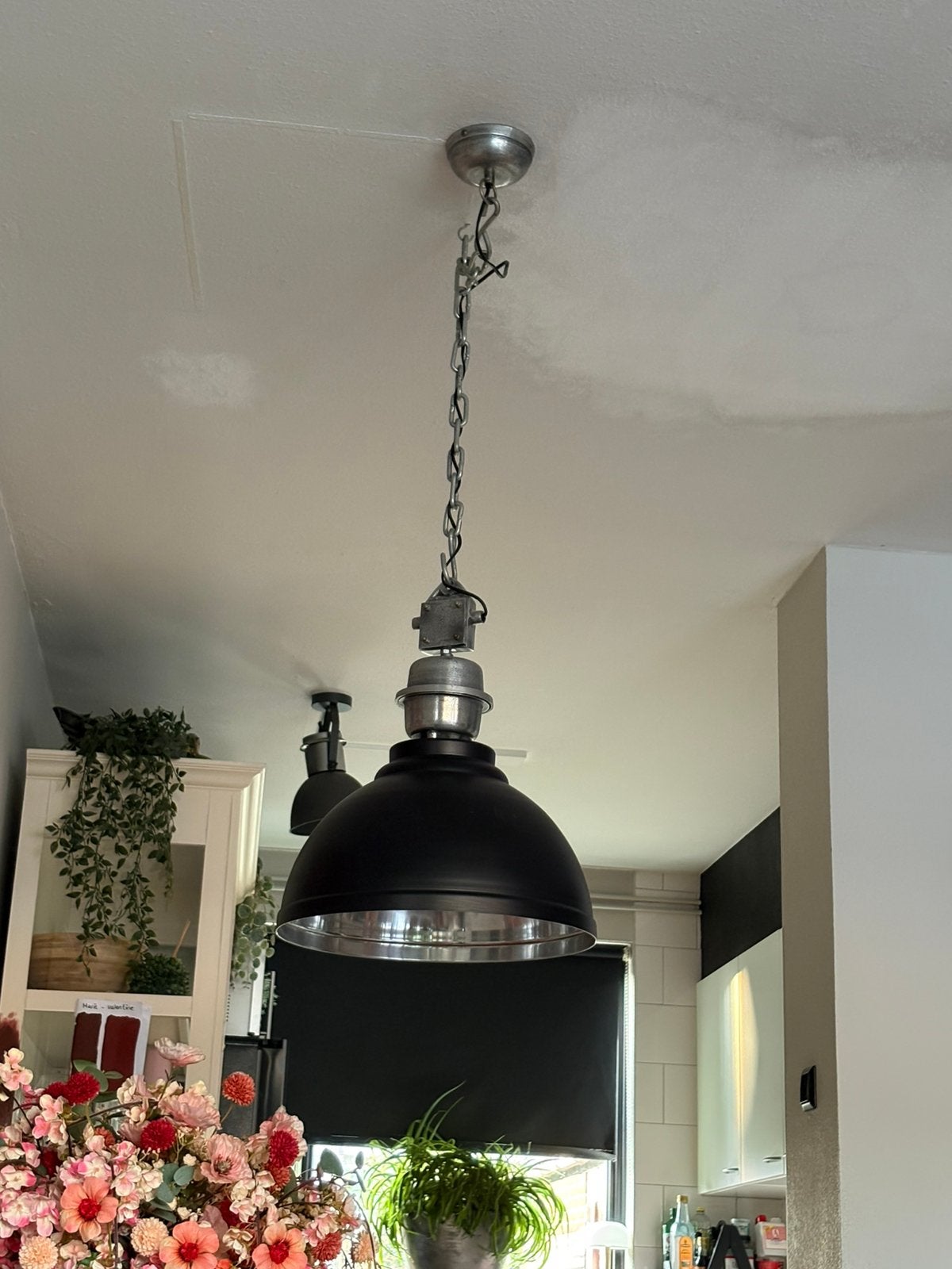 Industriele hanglamp, Huis en Inrichting, Lampen | Hanglampen, Ophalen, Zo goed als nieuw, Metaal