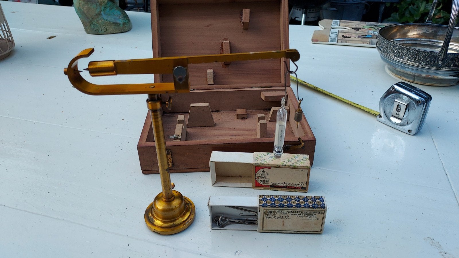 Antieke hydrometer set in houten kist, Ophalen of Verzenden