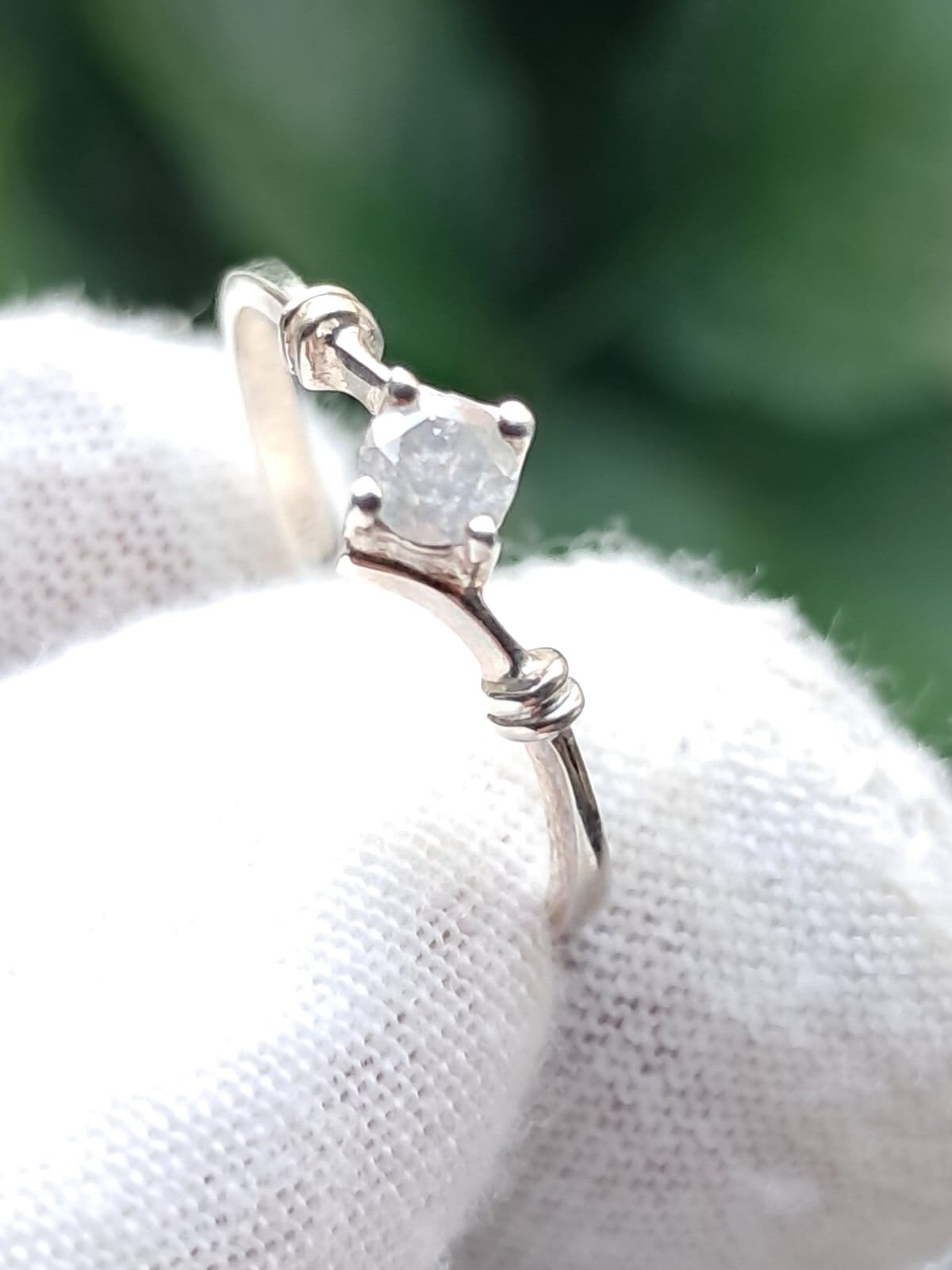 witgouden ring met diamant - 585 14kt goud, Sieraden, Tassen en Uiterlijk, Ringen, Wit, Nieuw, Ophalen of Verzenden, 17 tot 18