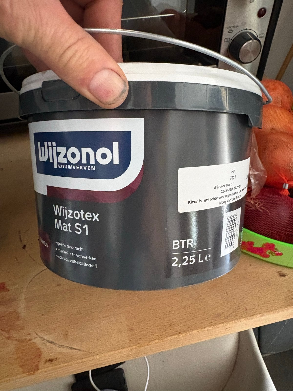 Wizotex Mat S1 Muurverf - RAL 7021 Skimming Stone, Doe-het-zelf en Verbouw, Nieuw, Ophalen of Verzenden, Verf, Grijs