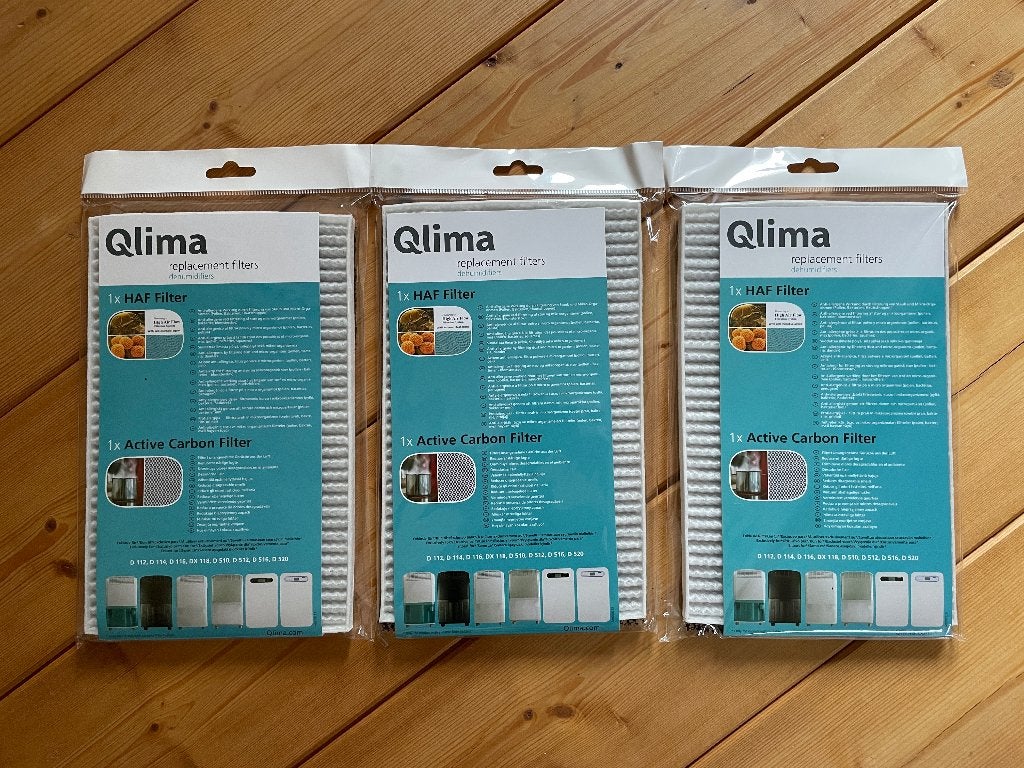 3x Qlima Zibro HAF- en koolstoffilterset luchtontvochtiger D, Witgoed en Apparatuur, Luchtbehandelingsapparatuur, Verzenden, Nieuw