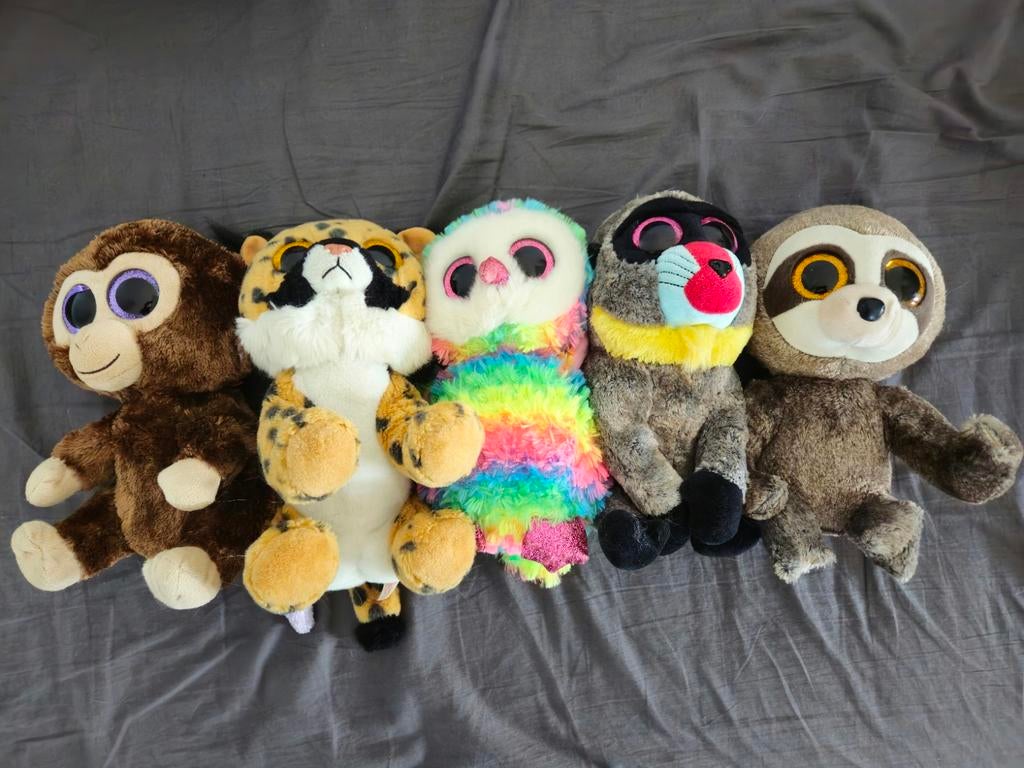 8 TY Beanie knuffels 24cm, Gebruikt, Overige karakters, Overige typen, Ophalen of Verzenden