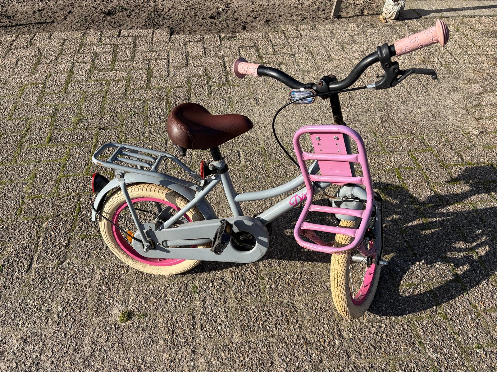 Kinderfiets met voordrager en terugtraprem, Ophalen, Gebruikt, Terugtraprem, 16 tot 20 inch
