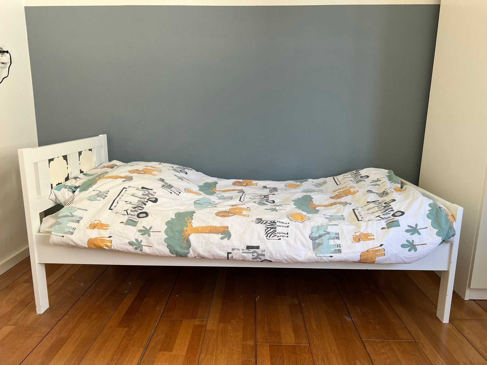 Juniorbed, wit, in goede staat, Gebruikt, 70 tot 85 cm, 140 tot 160 cm, Ophalen