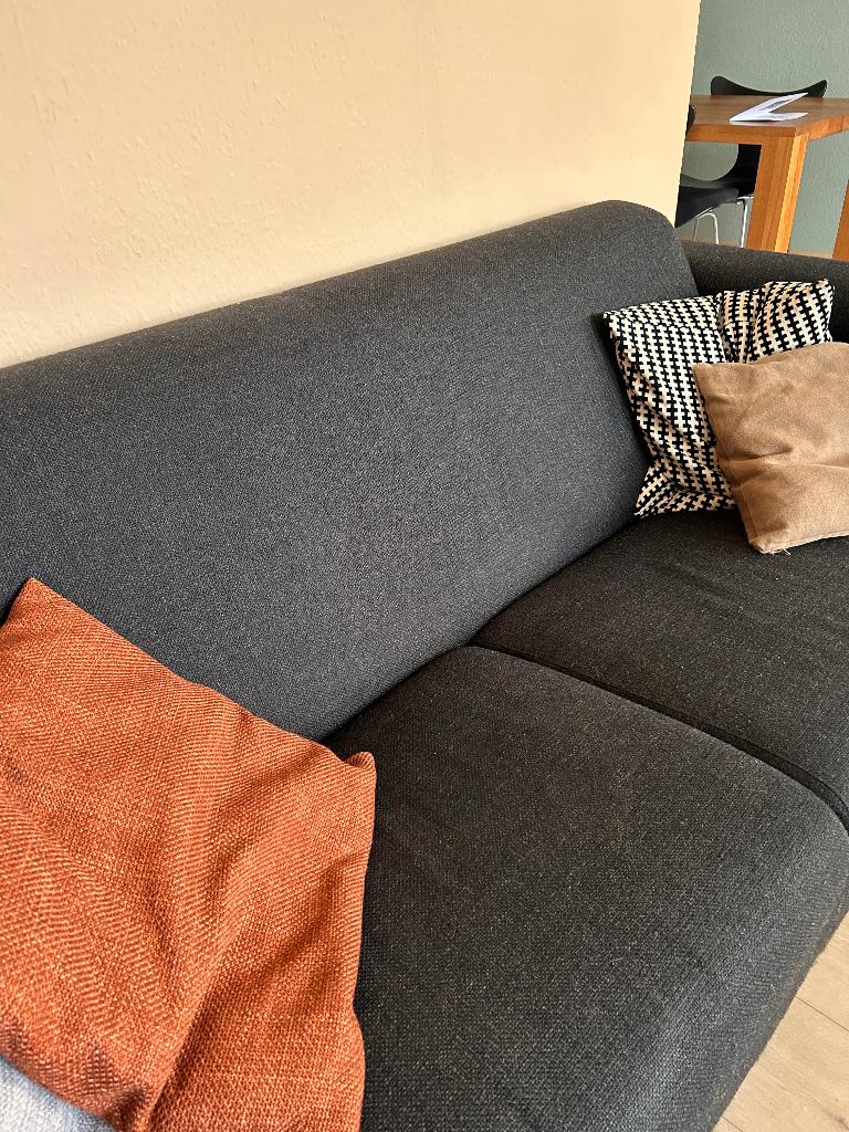 Zwarte 2 1/2 zitsbank, stoffen bekleding, Huis en Inrichting, Banken | Bankstellen, Ophalen, Gebruikt, 150 tot 200 cm, Driepersoons