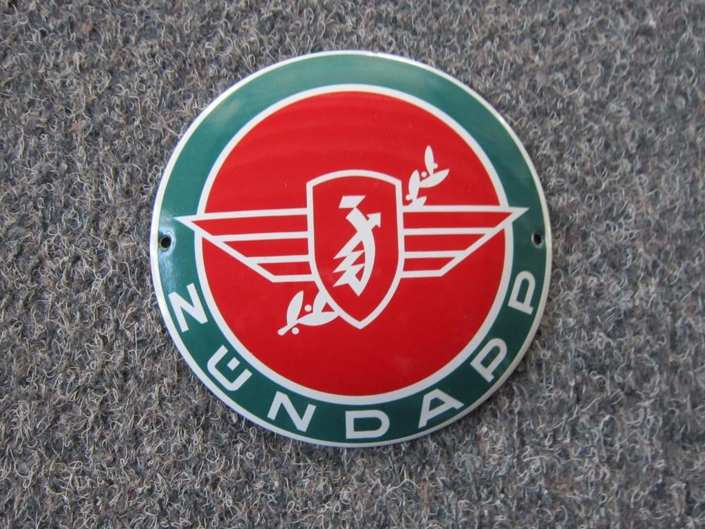 ZUNDAPP EMAILLE RECLAMEBORD, Ophalen, Zo goed als nieuw, Reclamebord