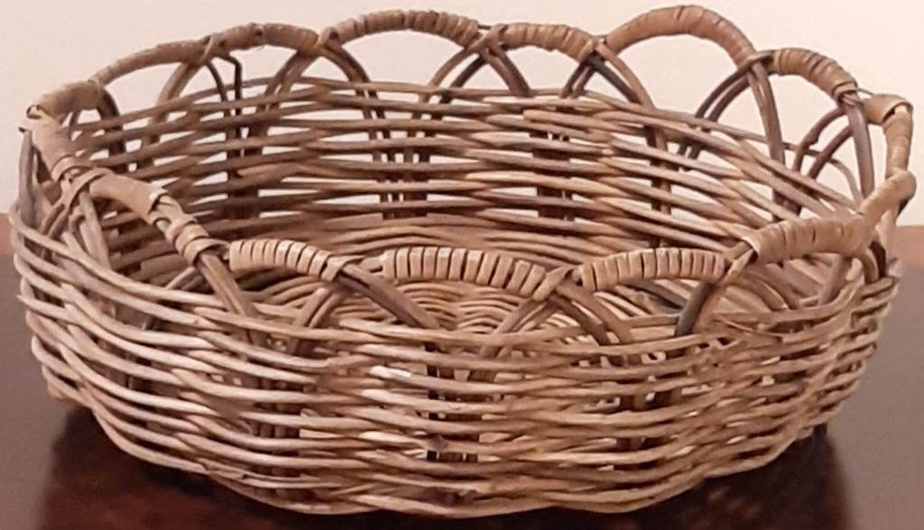 🦆Preloved: Handgeweven rond rieten mandje🏷️€6,-, Gebruikt, Mand, Rond, Ophalen of Verzenden