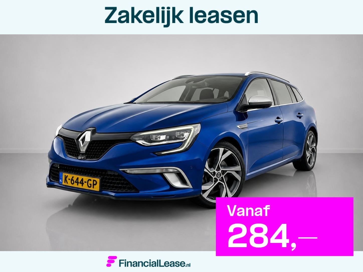Renault Mégane GT 205 PK|Carplay| 4Control|Schaalstoelen|Ca, Gebruikt, 4 cilinders, Met garantie (alle), Blauw