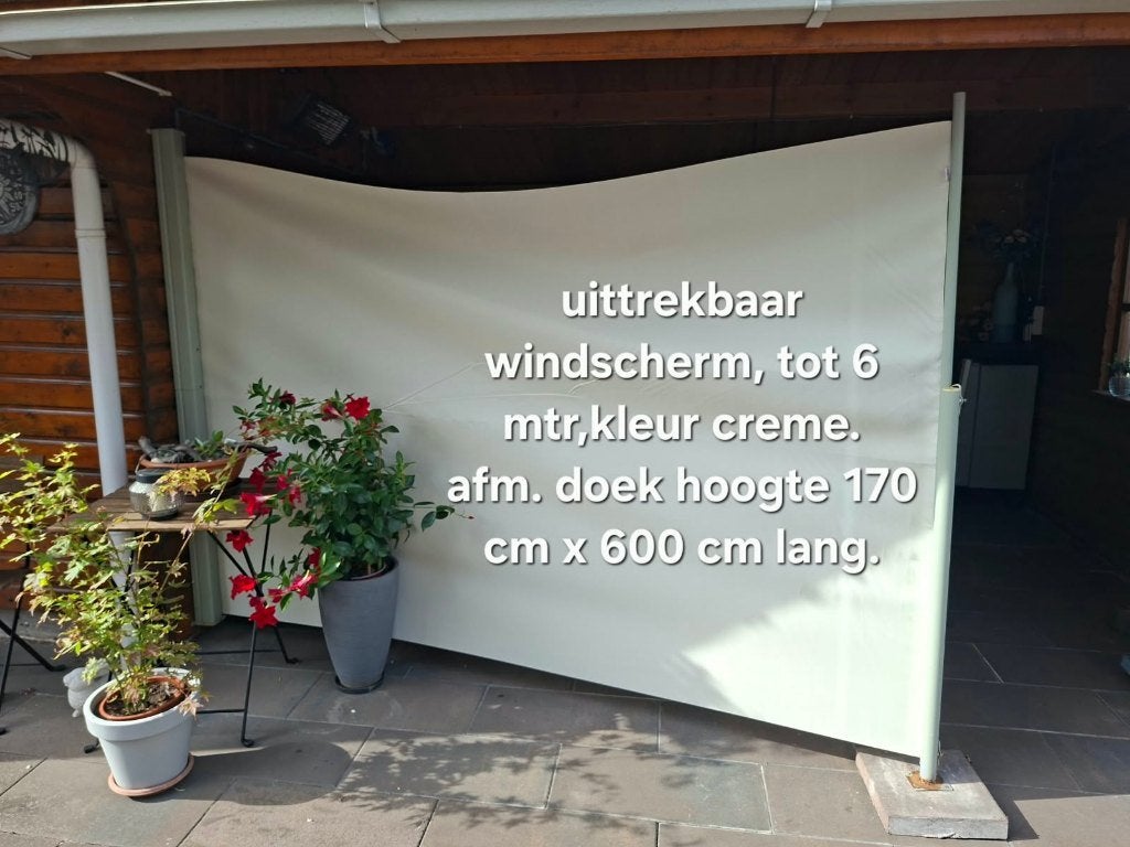 Uittrekbaar windscherm crème 170x600 cm, Caravans en Kamperen, Ophalen, Uittrekbaar, Gebruikt