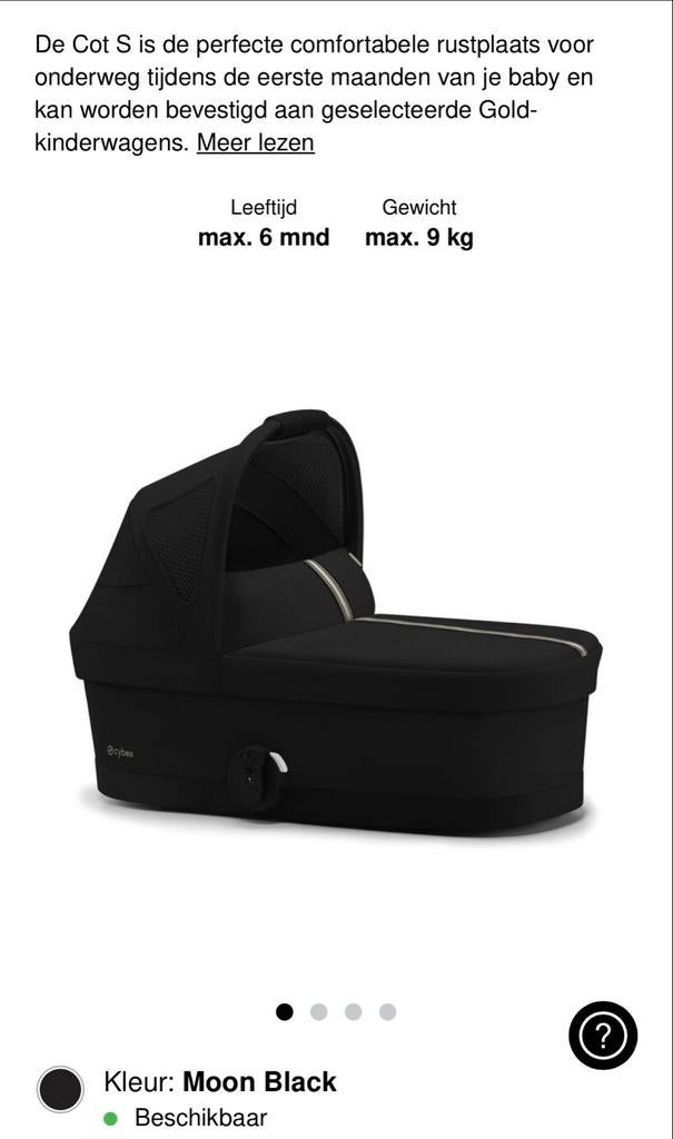 Cybex Cot S reiswieg - Moon Black, Zo goed als nieuw, Met reiswieg, Ophalen, Kinderwagen