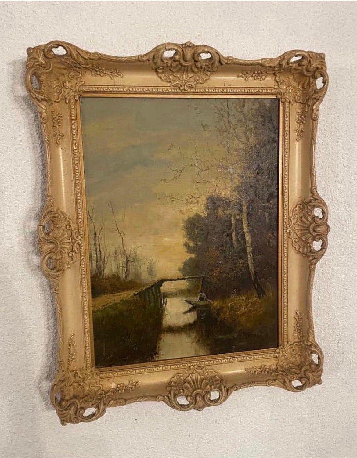 Oud schilderij Frans Baaijens Maat 40x50 zie foto’s, Antiek en Kunst, Ophalen, Oud hollands, Landschap