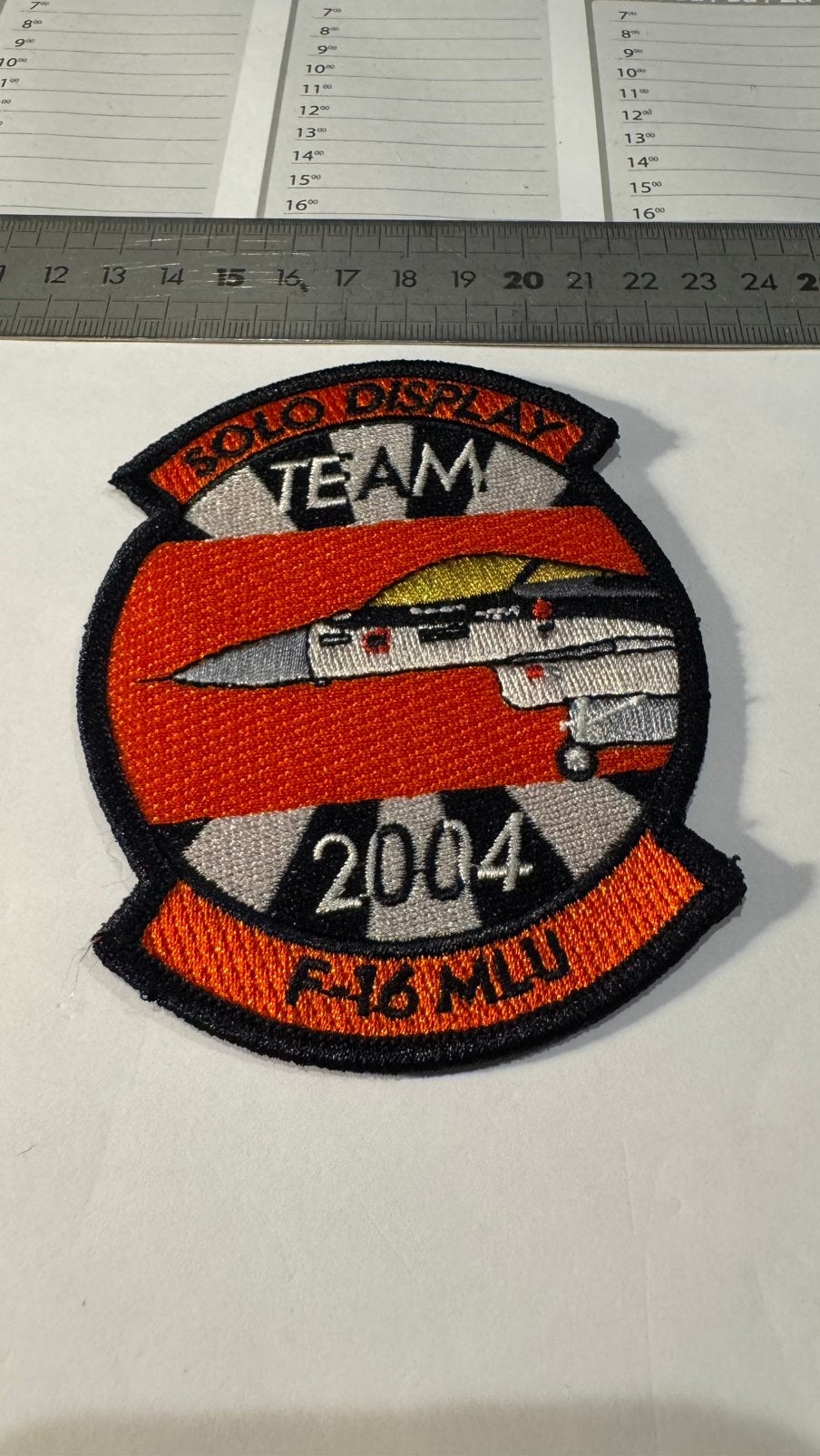 Patch f-16 solo display luchtmacht klu, Ophalen of Verzenden, Zo goed als nieuw, Patch, Badge of Embleem
