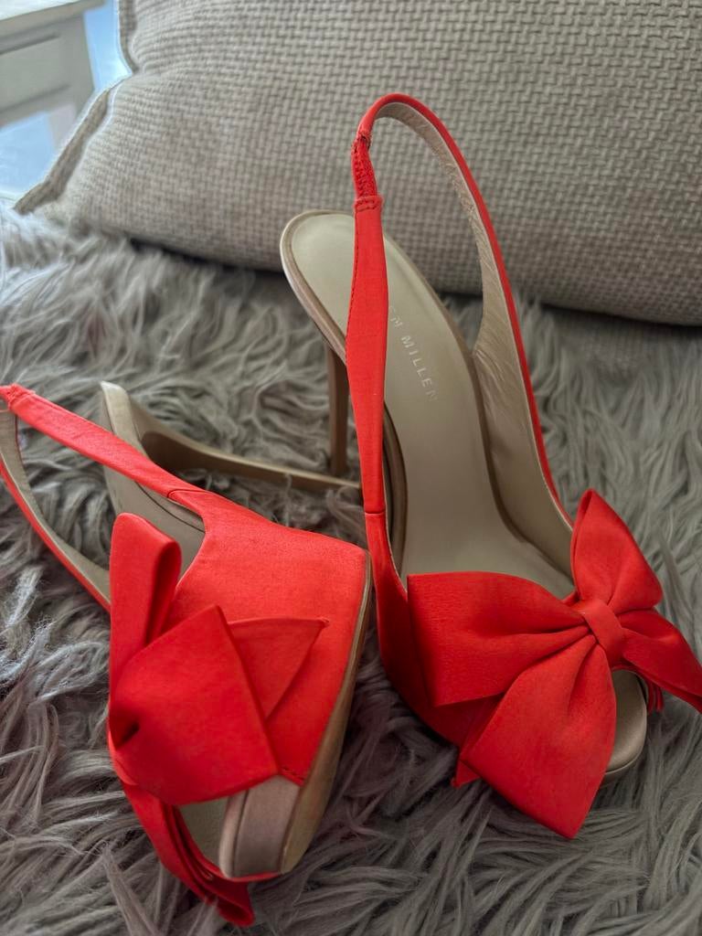 Karen Millen Rode Slingback Pumps met Strik maat 36, Ophalen of Verzenden, Zo goed als nieuw, Rood, Pumps
