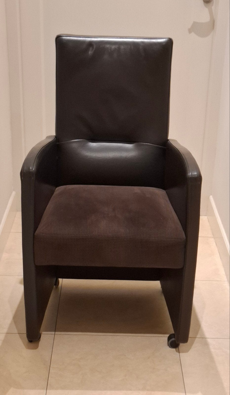 6 eetkamerstoelen, Huis en Inrichting, Stoelen, Ophalen, Gebruikt, Bruin, Leer