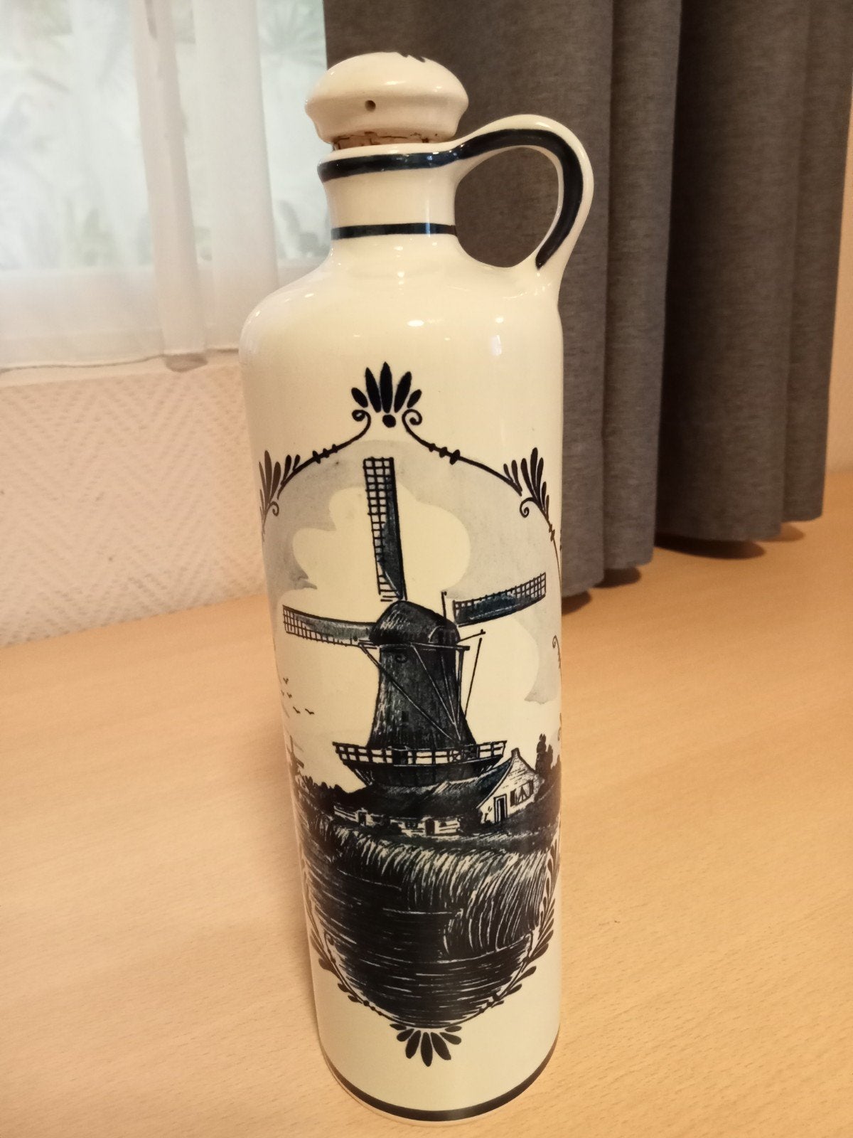 Vintage stenen handgeschilderde Delfts blauwe kruik, Antiek en Kunst, Ophalen of Verzenden