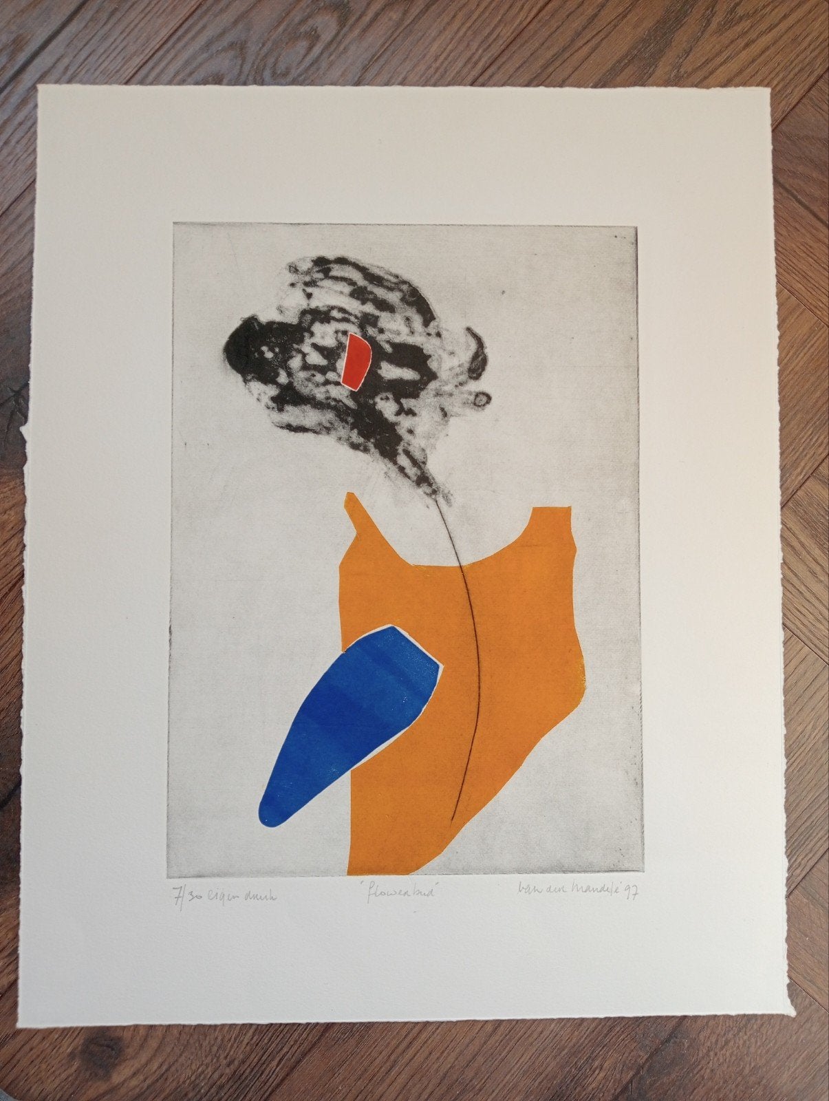 Anneke van der Mandele Ets Flowerbud, Ophalen of Verzenden