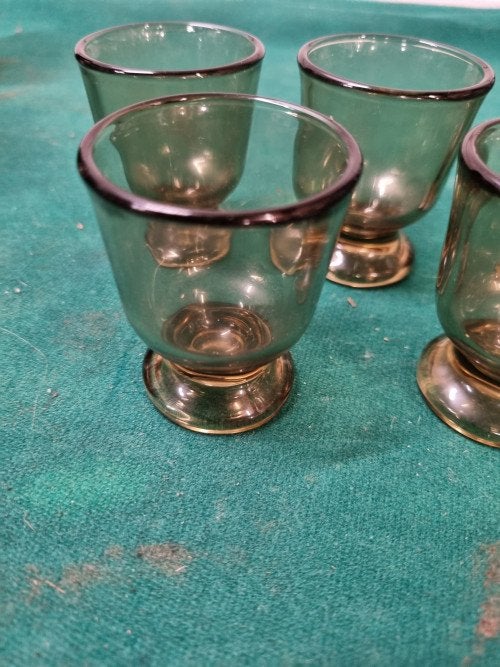 eierdoppen bruin rookglas france zes stuks, Ophalen of Verzenden
