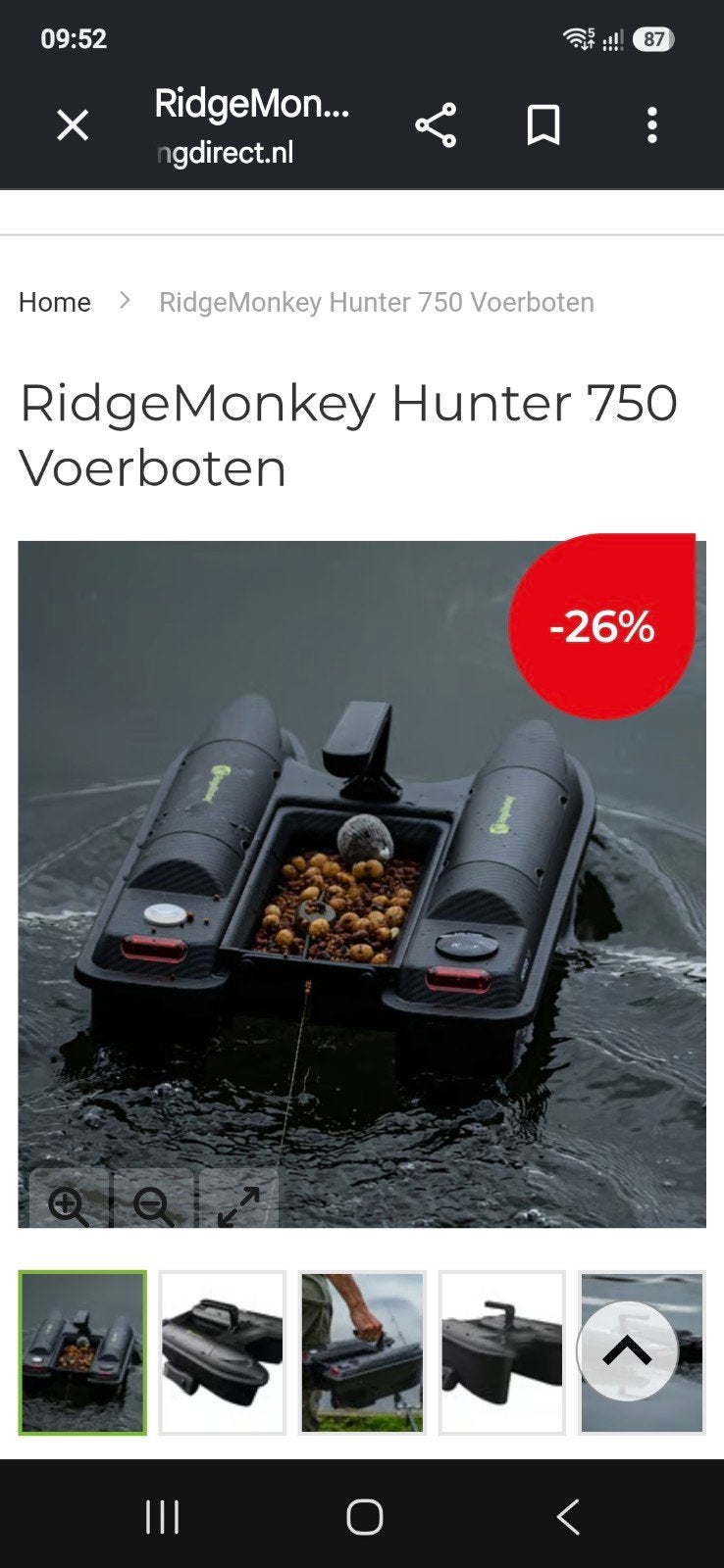 Ridgemonkey Hunter 750 voerboot met extra accu, Ophalen, Zo goed als nieuw, Overige typen