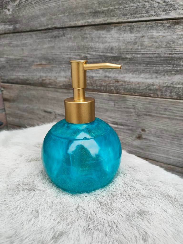 Luxe Zeepdispenser - Turquoise met Goudkleurige Pomp, Ophalen of Verzenden, Nieuw, Blauw, Overige typen