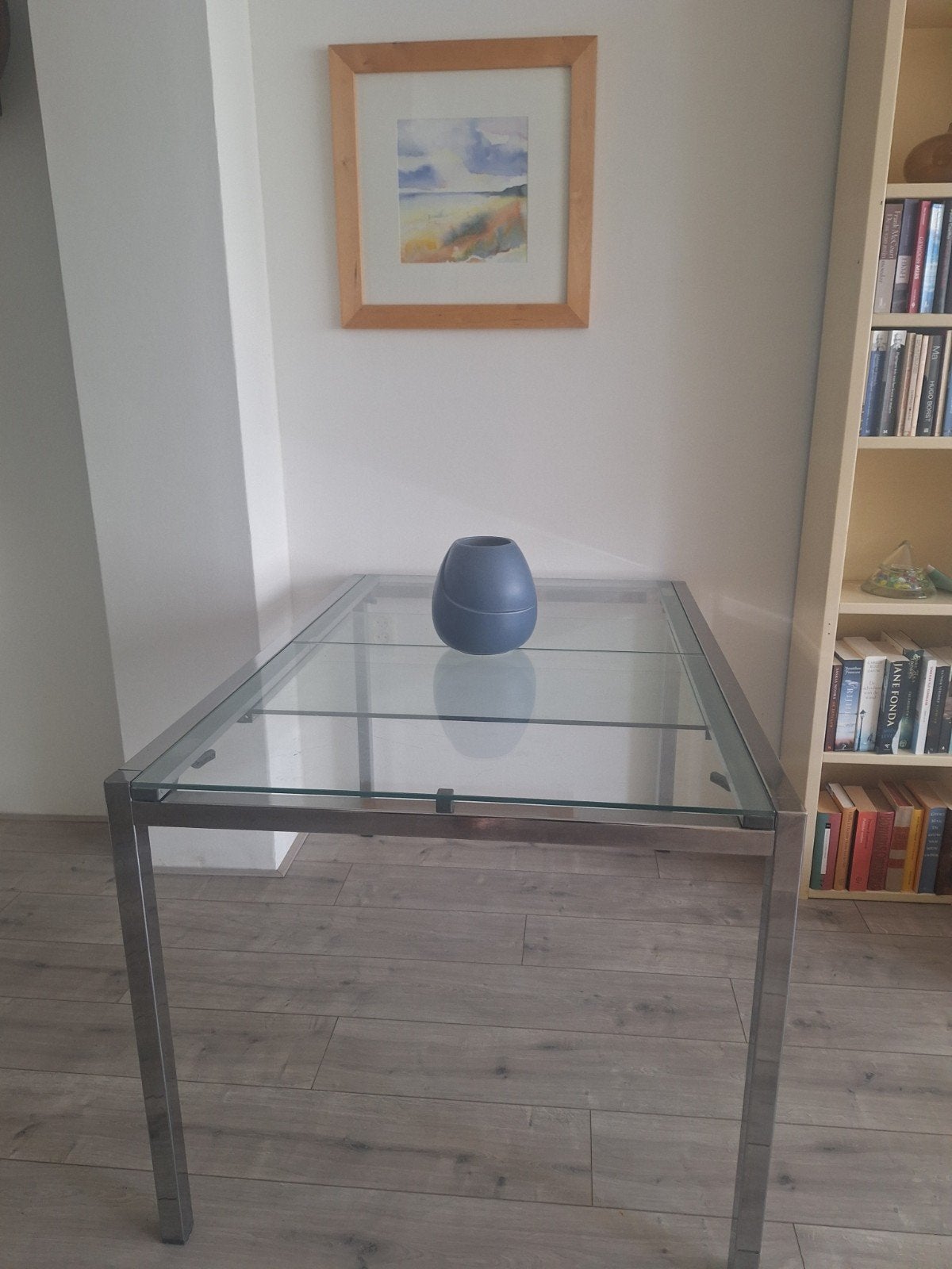 IKEA Glazen Eettafel met tussenstuk - 85x125/185 cm, Gebruikt, 100 tot 150 cm, Glas, Vier personen