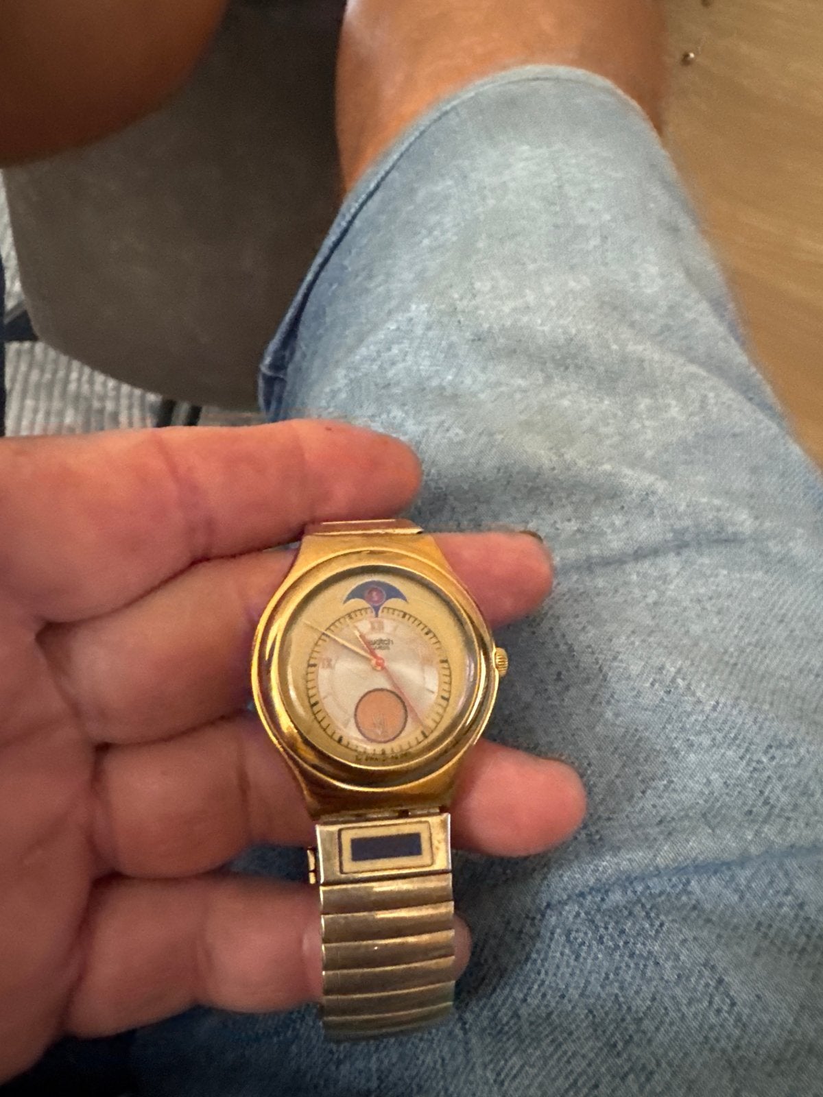 Gouden Swatch Polshorloge - Klassiek en Elegant, Overige materialen, Gebruikt, Polshorloge, Swatch