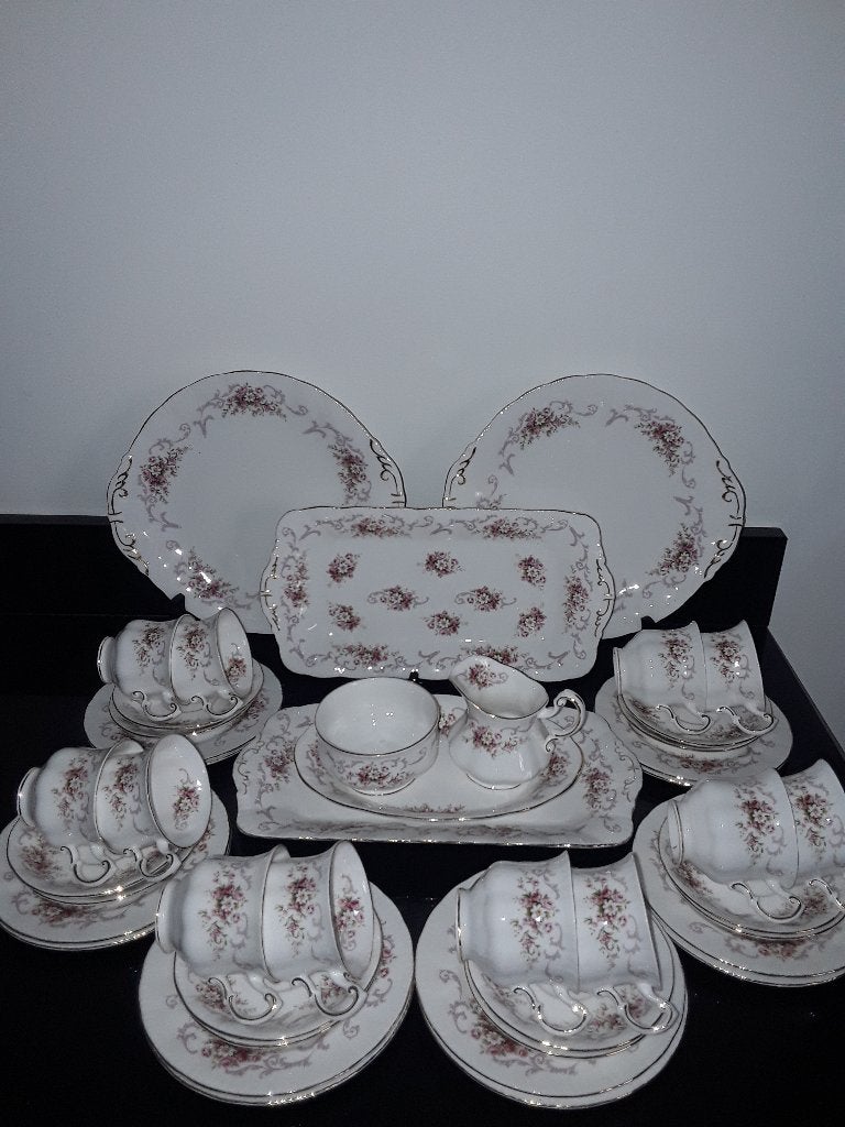 Engels Paragon Rose Bouquet gebak&koffieservies, Verzenden