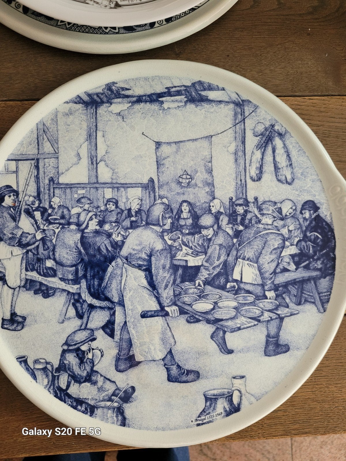 Delfts Blauw Schaal met Bruegel Tafereel - 33cm, Antiek en Kunst, Ophalen of Verzenden