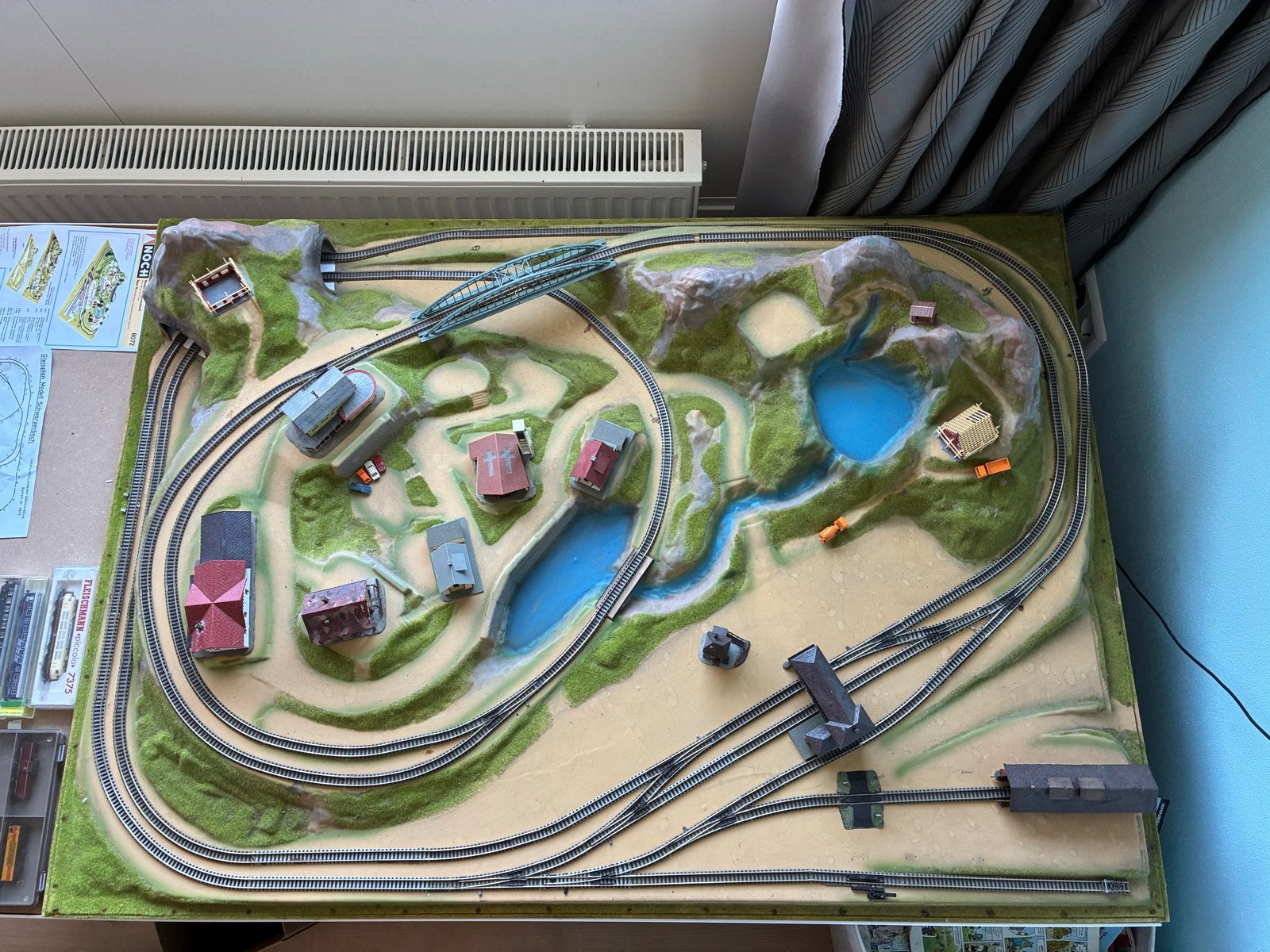 modelspoorbaan met landschap en accessoires, Ophalen, Analoog, Gebruikt, Treinset