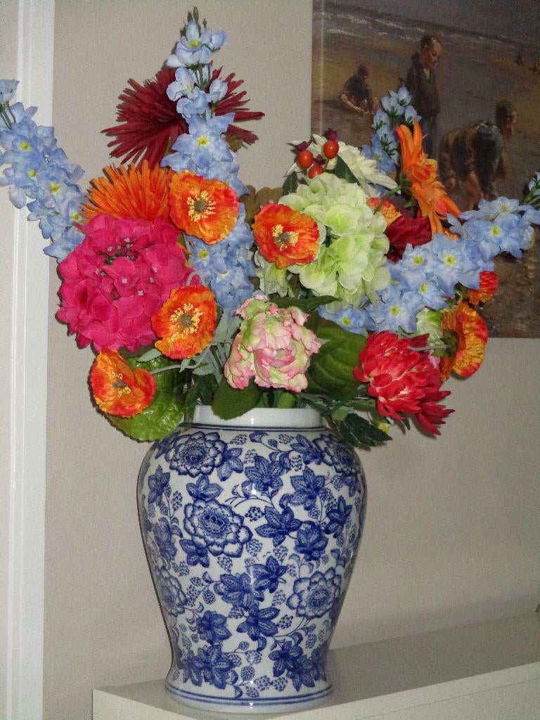 NIEUW boeket zijdebloemen bloemen kunst kunstbloemen, Binnen, Nieuw, Ophalen of Verzenden, Kunststof