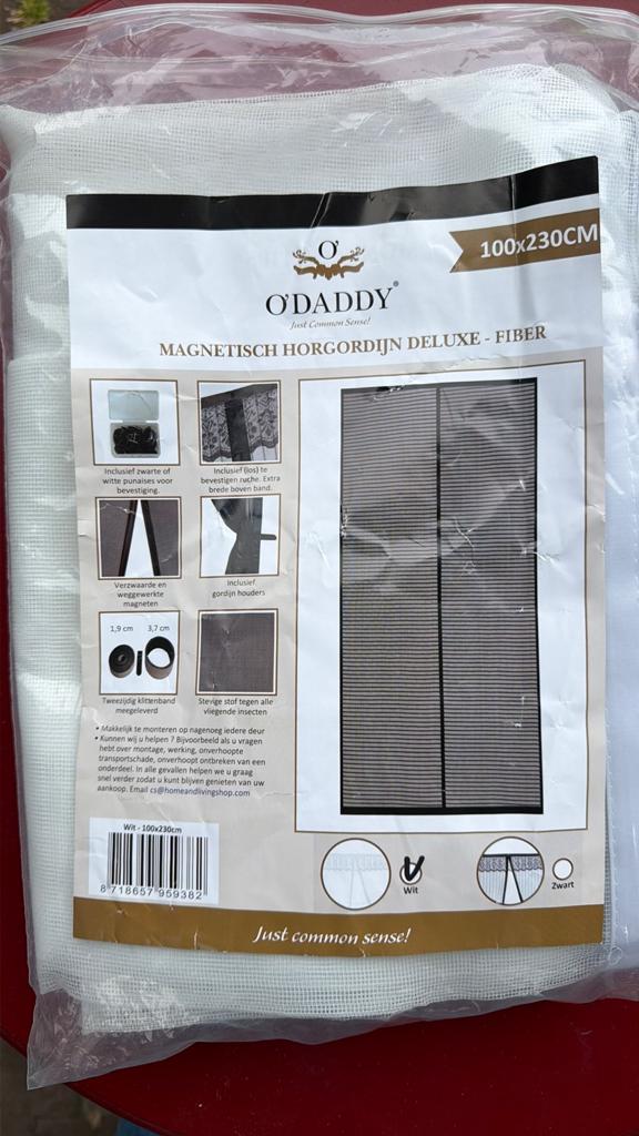 Magnetisch horgordijn o’Daddy 100x230cm, Ophalen, Nieuw, Wit