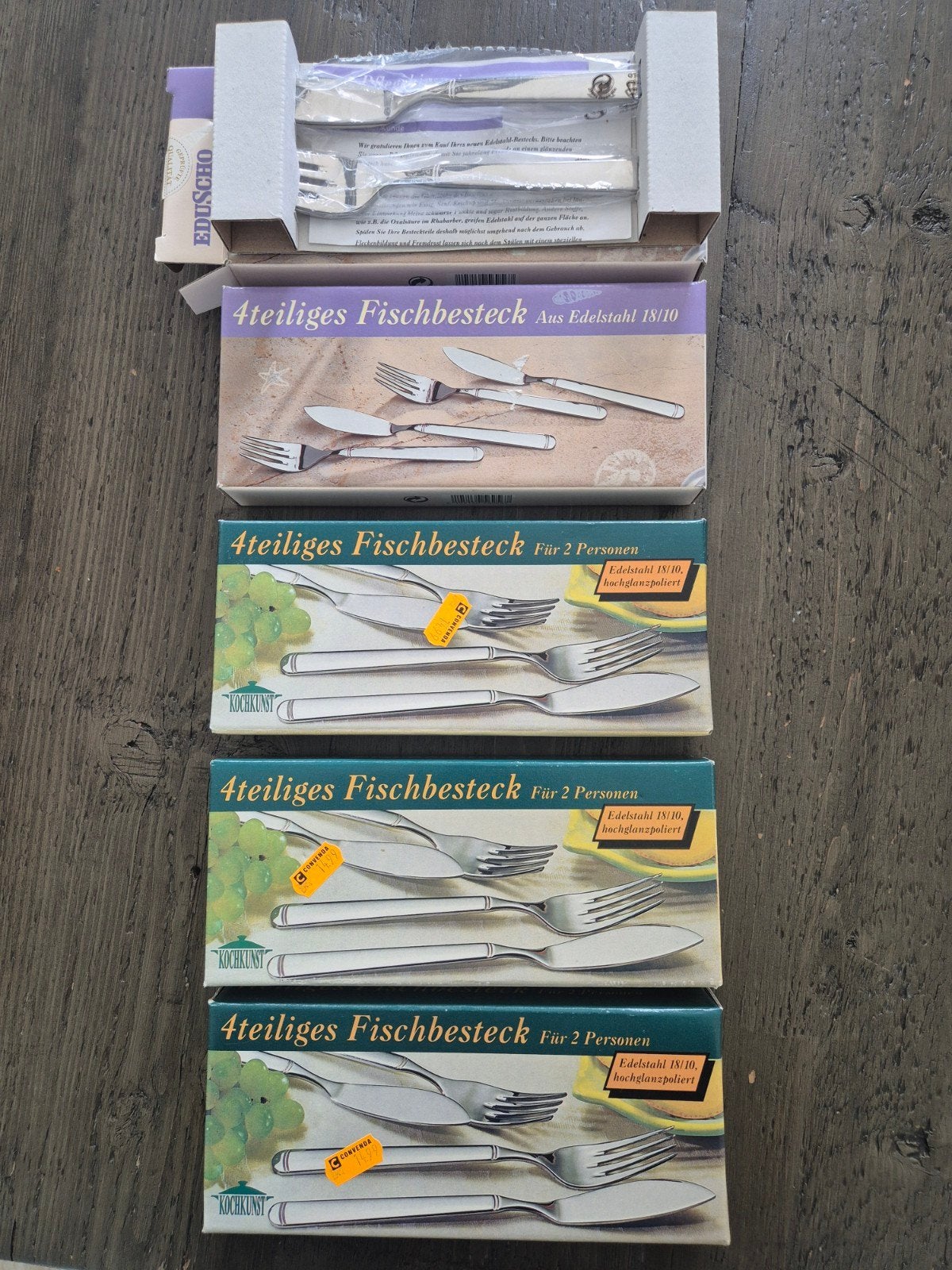 5 doosjes visbestek 5x2 sets, Ophalen of Verzenden, Nieuw, Rvs of Chroom