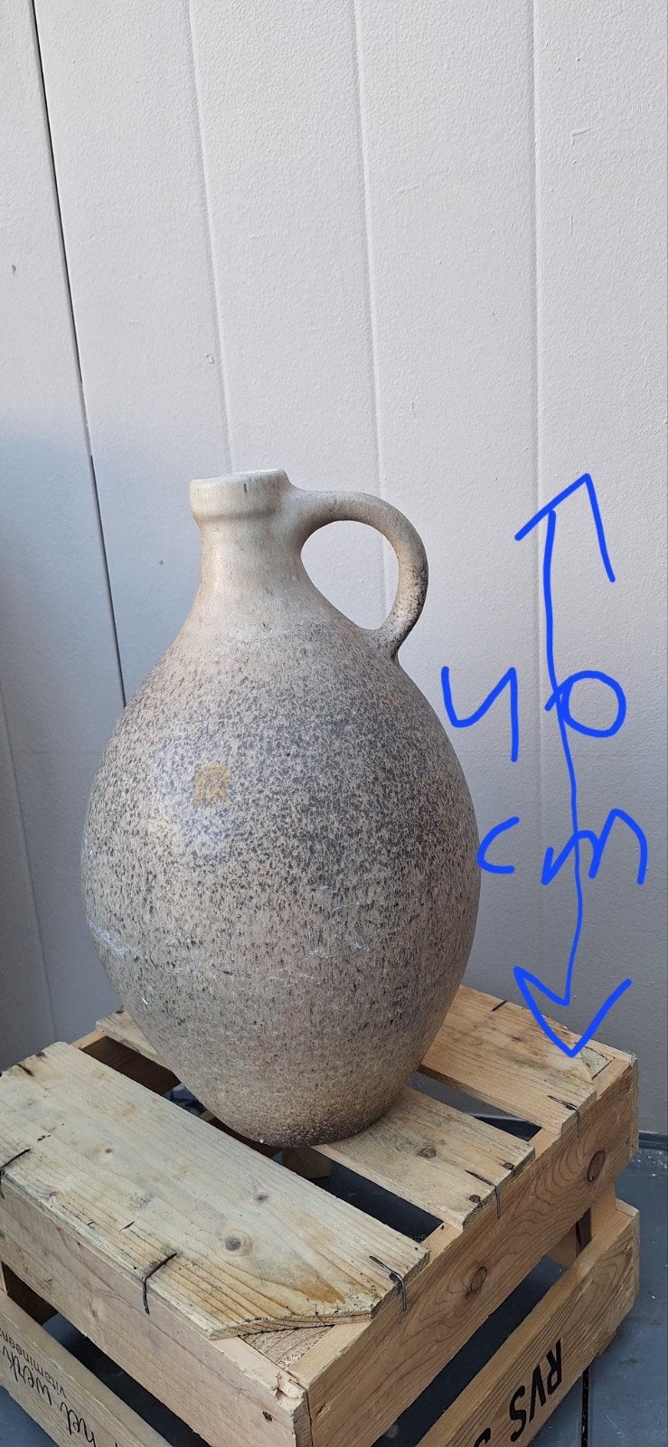 Prachtige kruik/vaas - 40cm hoog, Beige, Natuurlijk materiaal, Ophalen of Verzenden, Zo goed als nieuw
