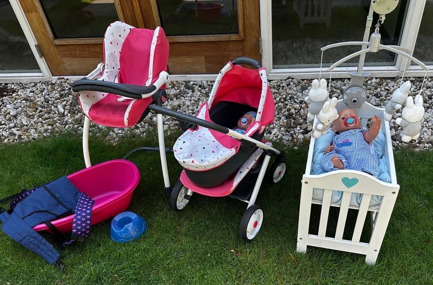 Baby Born Poppen Set: Wandelwagen, Ledikant, Stoel & meer, Ophalen, Gebruikt, Babypop