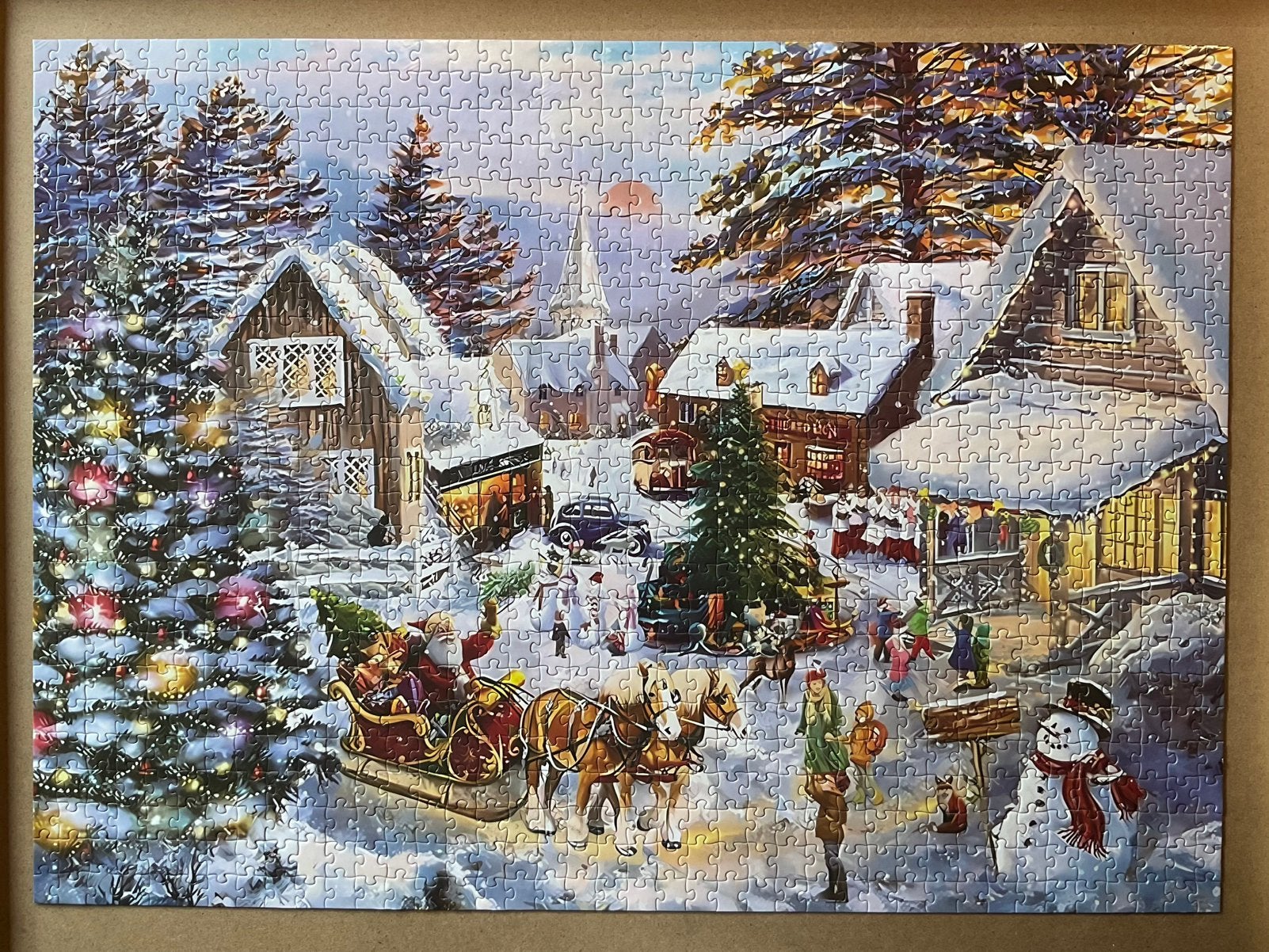 Advent kalender kerstpuzzel Santa’s Sleigh Ride 1008 stukjes, Ophalen of Verzenden, 500 t/m 1500 stukjes, Zo goed als nieuw, Legpuzzel