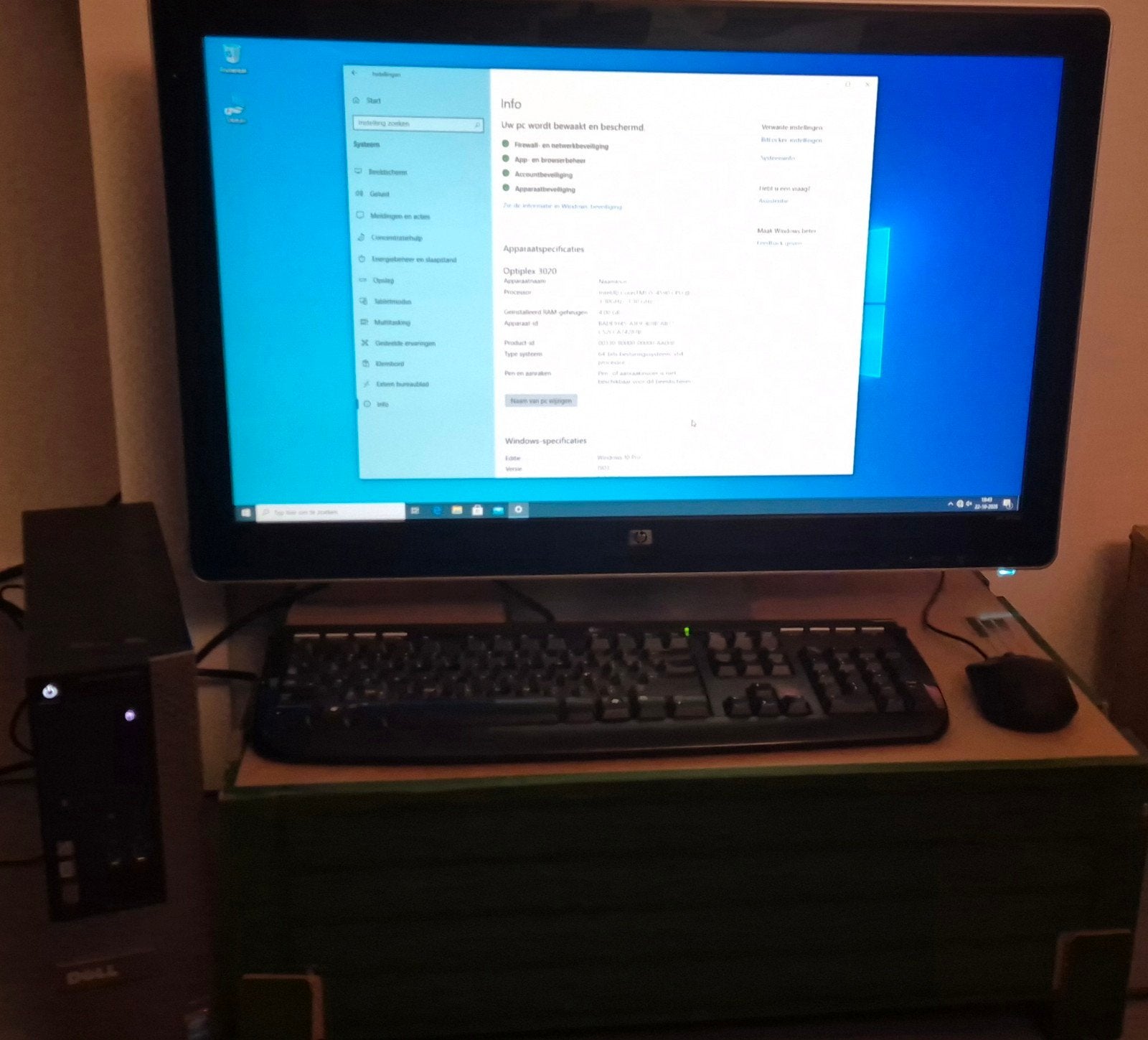 Dell OptiPlex 3020 i5, 4GB RAM, 500GB HDD met HP 27" monitor, Computers en Software, Ophalen, Intel Core i5-4590, Gebruikt, HDD