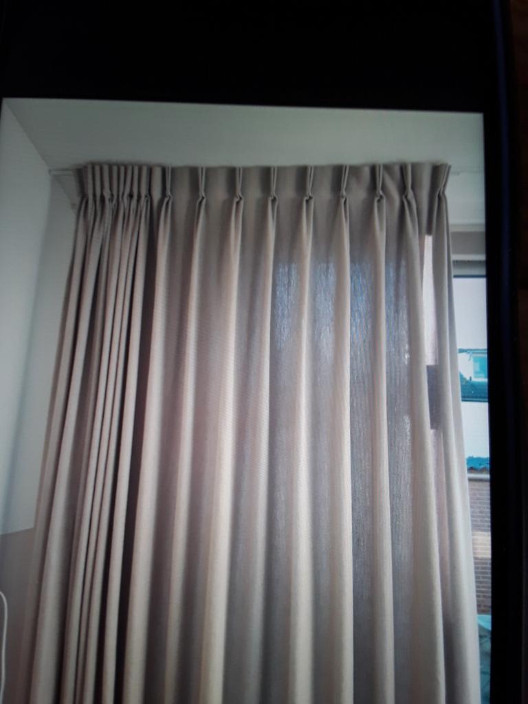 Gordijn linnenlook, Ophalen of Verzenden, Grijs, 200 cm of meer, 200 cm of meer