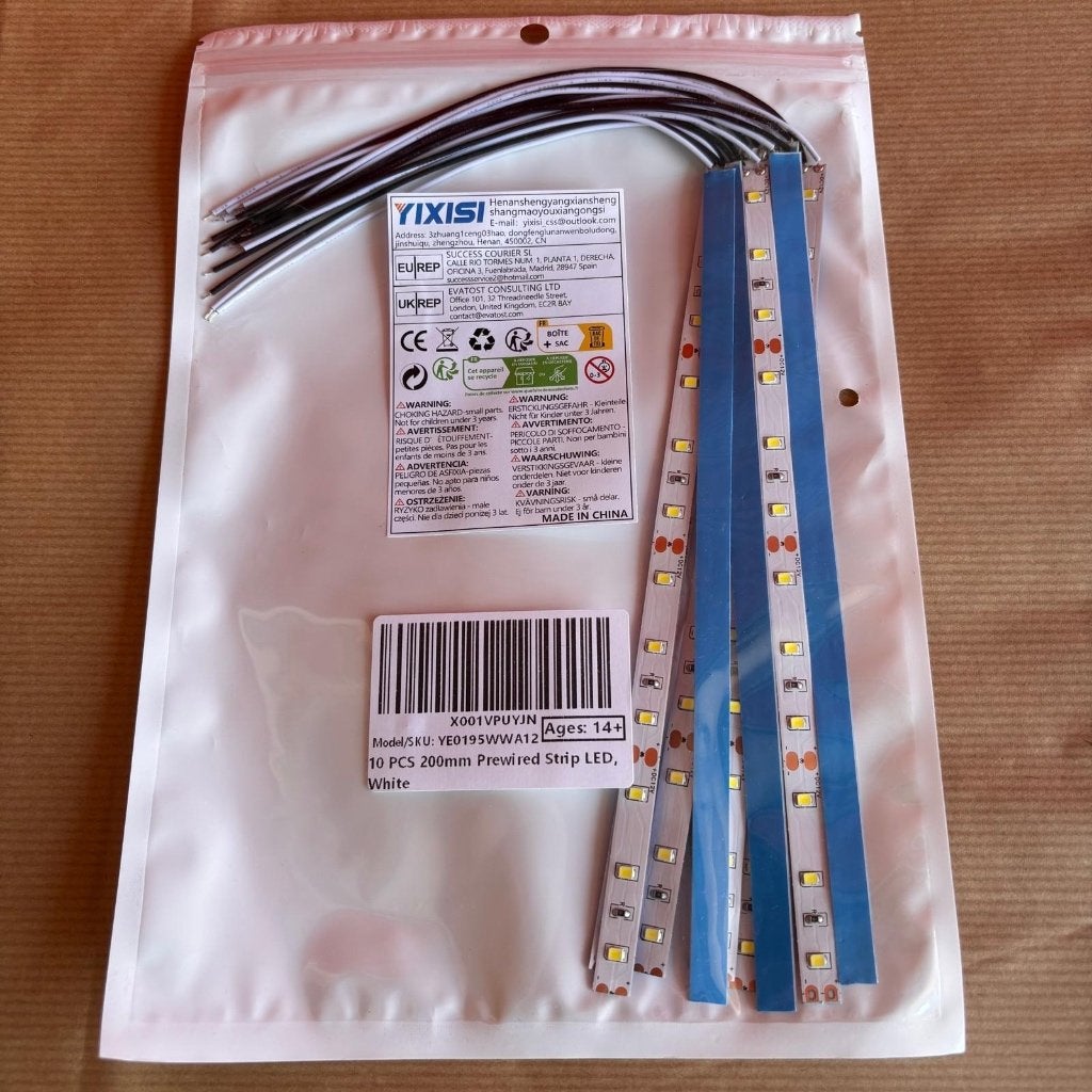 YIXISI 12V LED Strips 200mm Prewired Wit (10 Stuks) Nieuw, Ophalen of Verzenden, Nieuw, Overige fittingen, Led-lamp