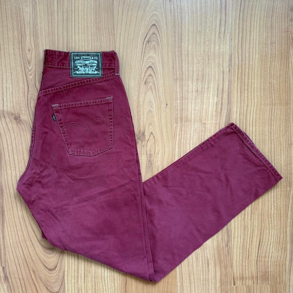 Vintage Levi's 538 Jeans Bordeauxrood Made In Italy W33 L32, Kleding | Heren, Verzenden, Zo goed als nieuw, Overige kleuren, W33 - W34 (confectie 48/50)
