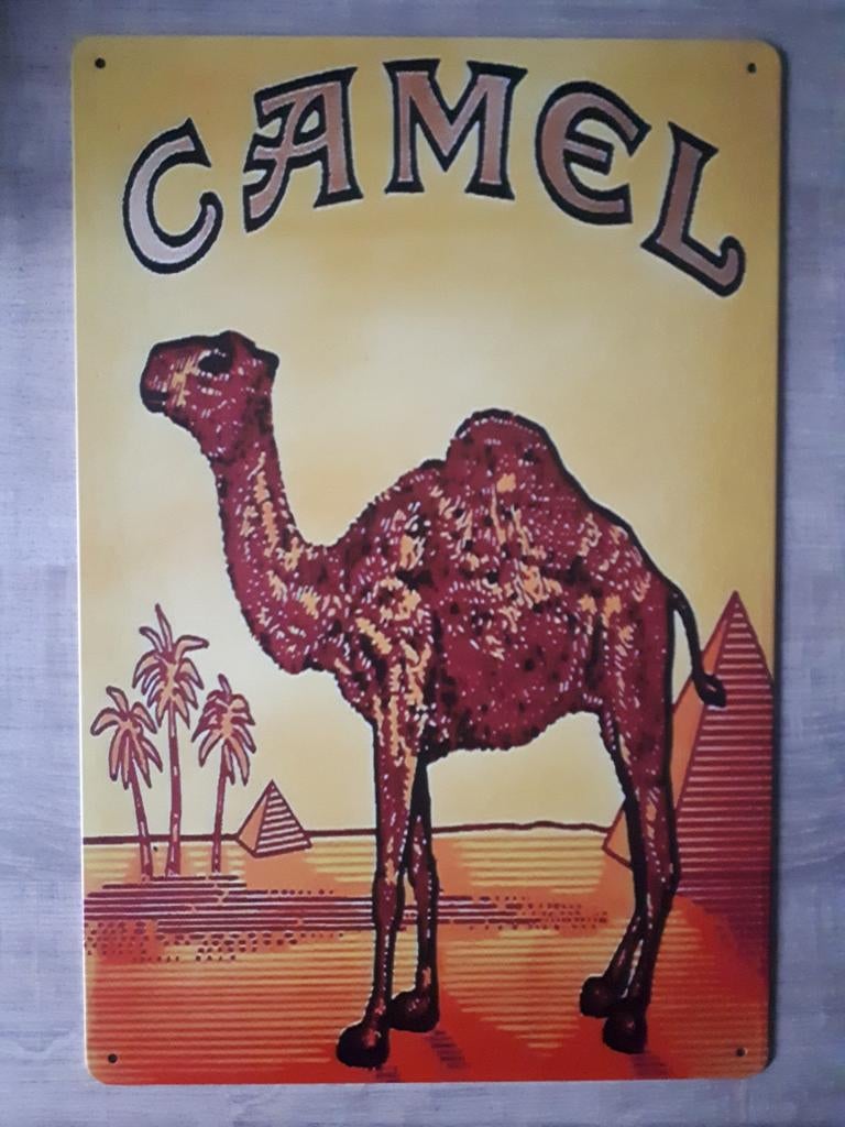 Camel 20x30 cm Metalen Reclamebord, Verzamelen, Merken en Reclamevoorwerpen, Ophalen of Verzenden, Nieuw, Reclamebord