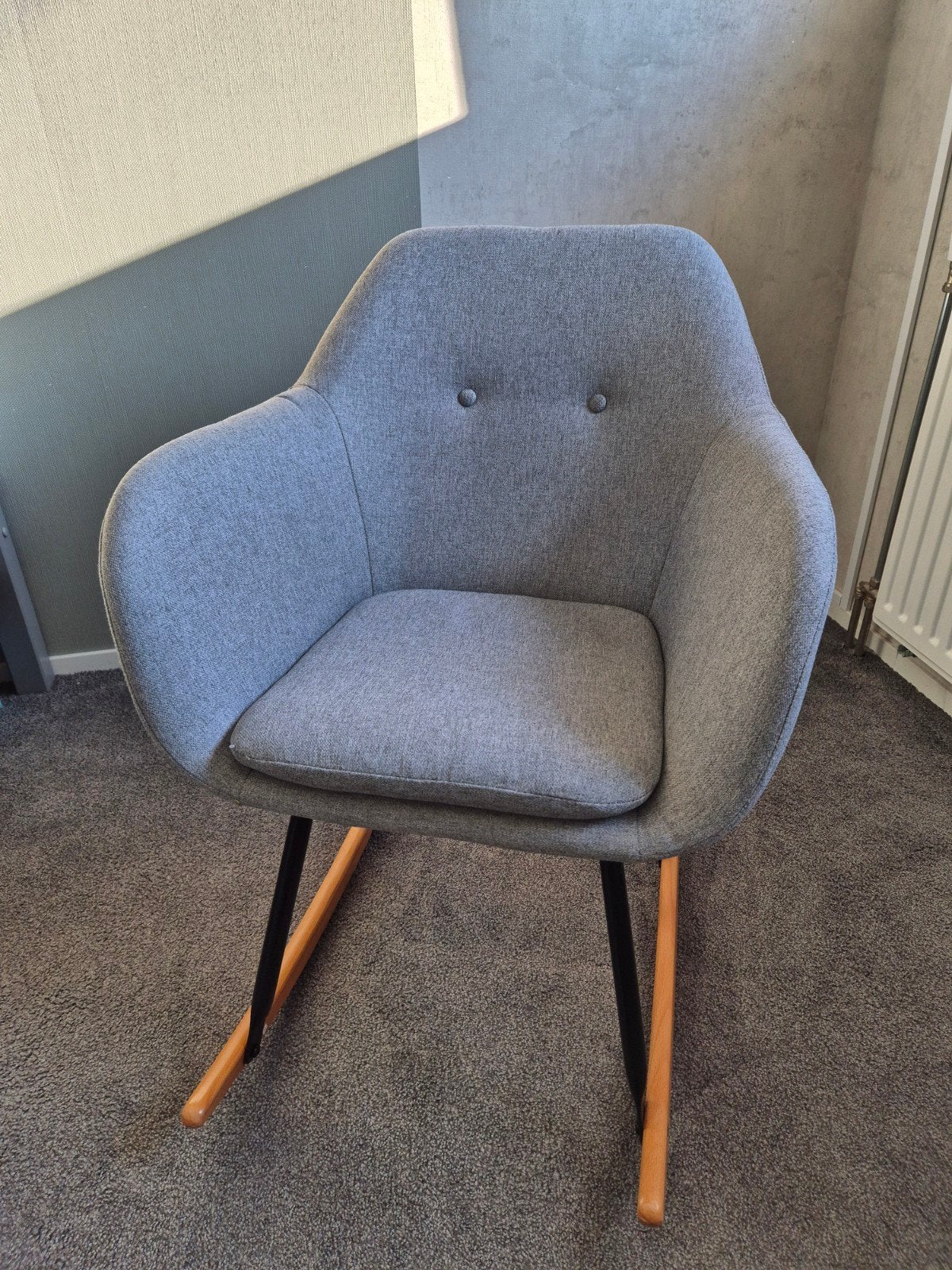 Schommelstoel Anada - stof - lichtgrijs, Huis en Inrichting, Stoelen, Ophalen, Zo goed als nieuw, Stof, Eén