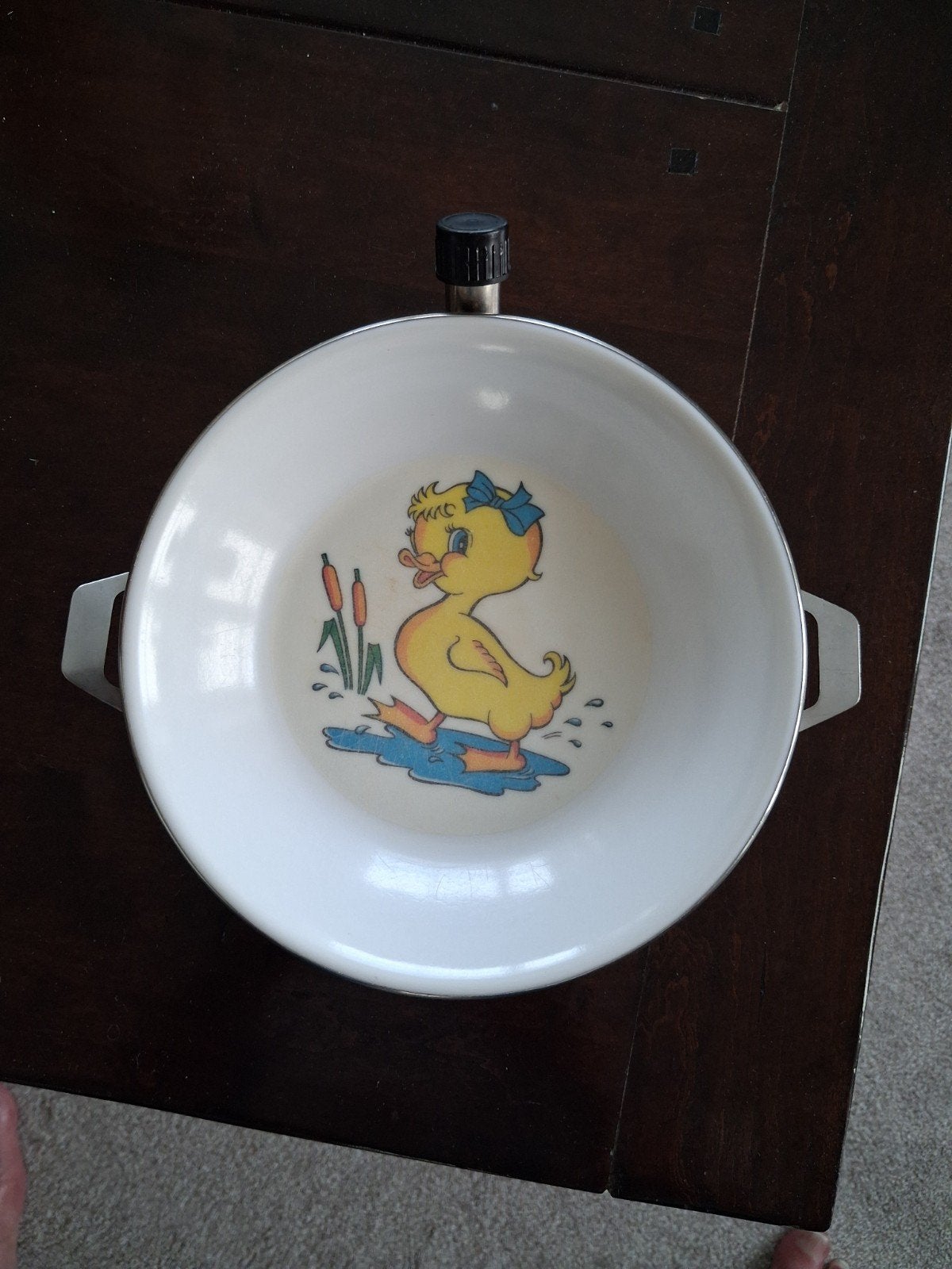 Warmhoudbordje kunstof/metaal 19cm.doorsnede., Ophalen of Verzenden, Zo goed als nieuw, Overige typen